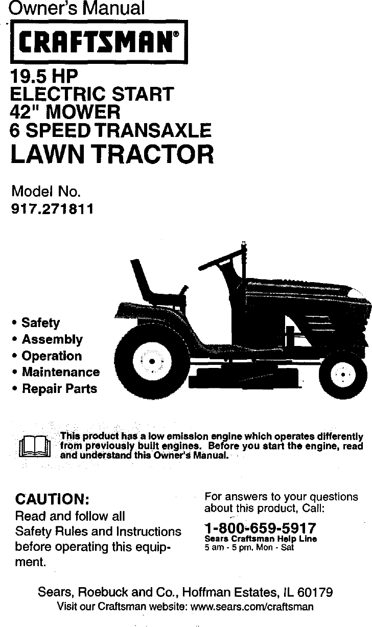 Craftsman Lawn Mower Model 917 Manual