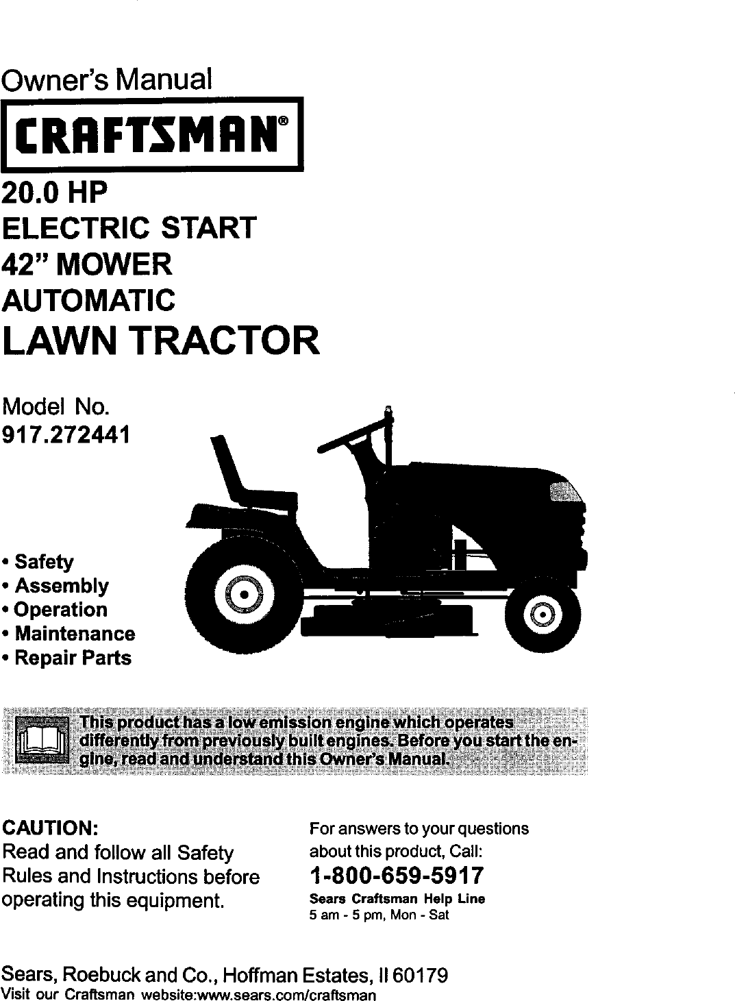 Craftsman User Manual LAWN TRACTOR Manuals And Guides L