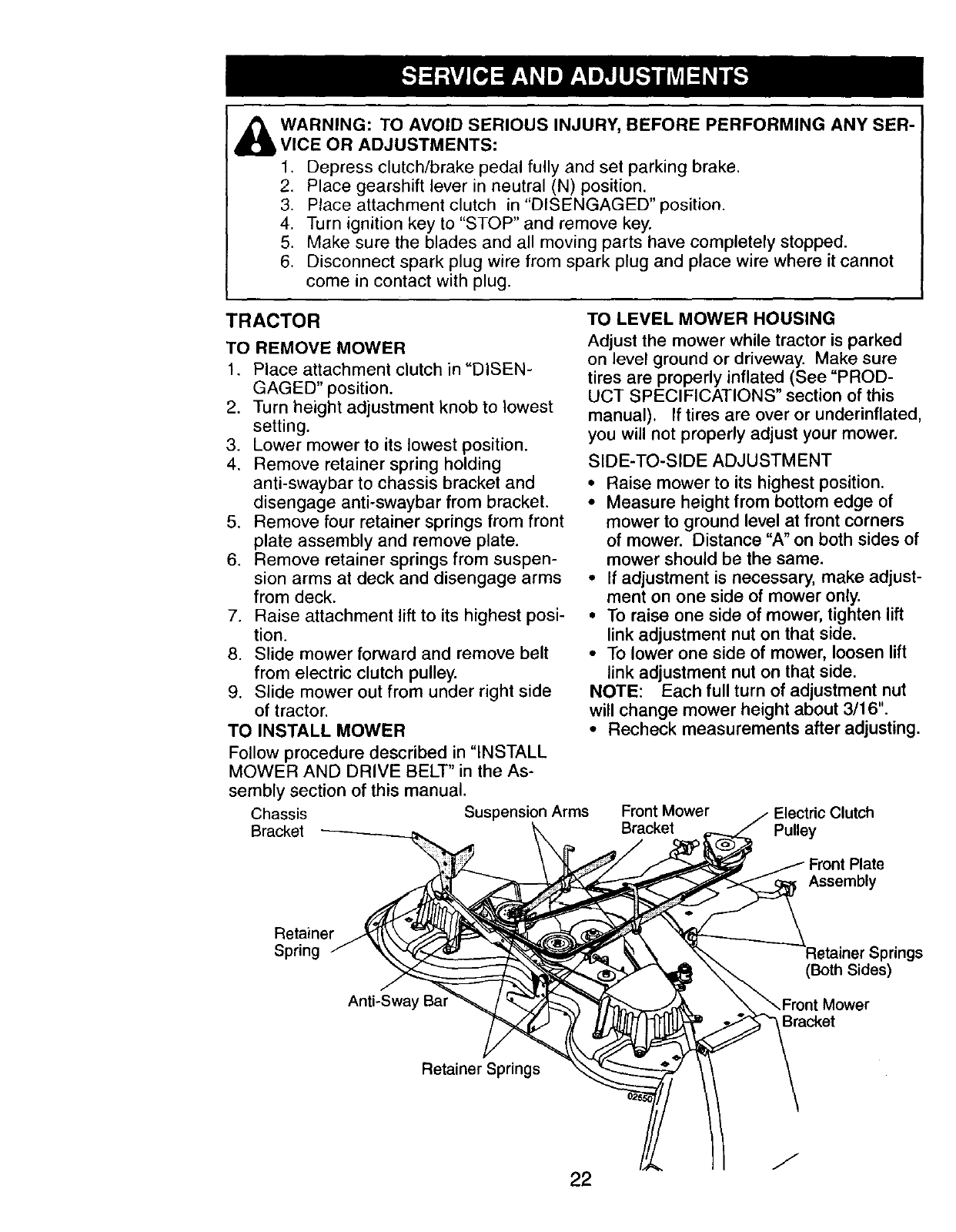 Craftsman 917276050 User Manual TRACTOR Manuals And Guides L0311096