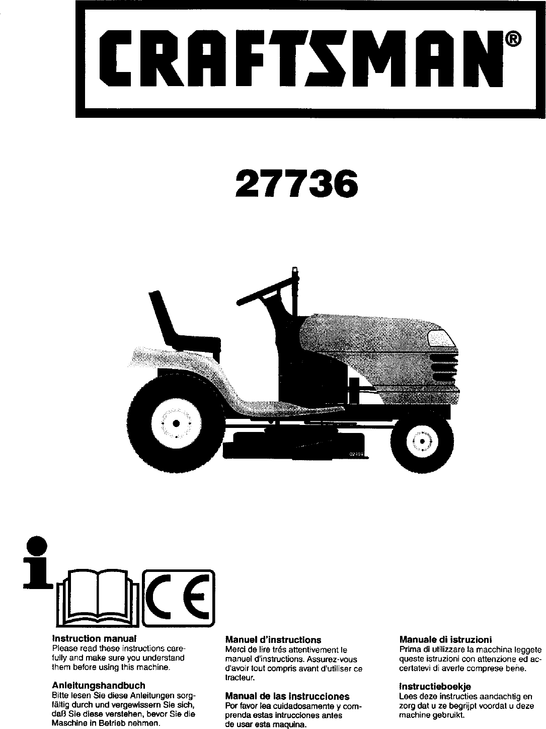 Craftsman 917277362 User Manual TRACTOR Manuals And Guides L0408152