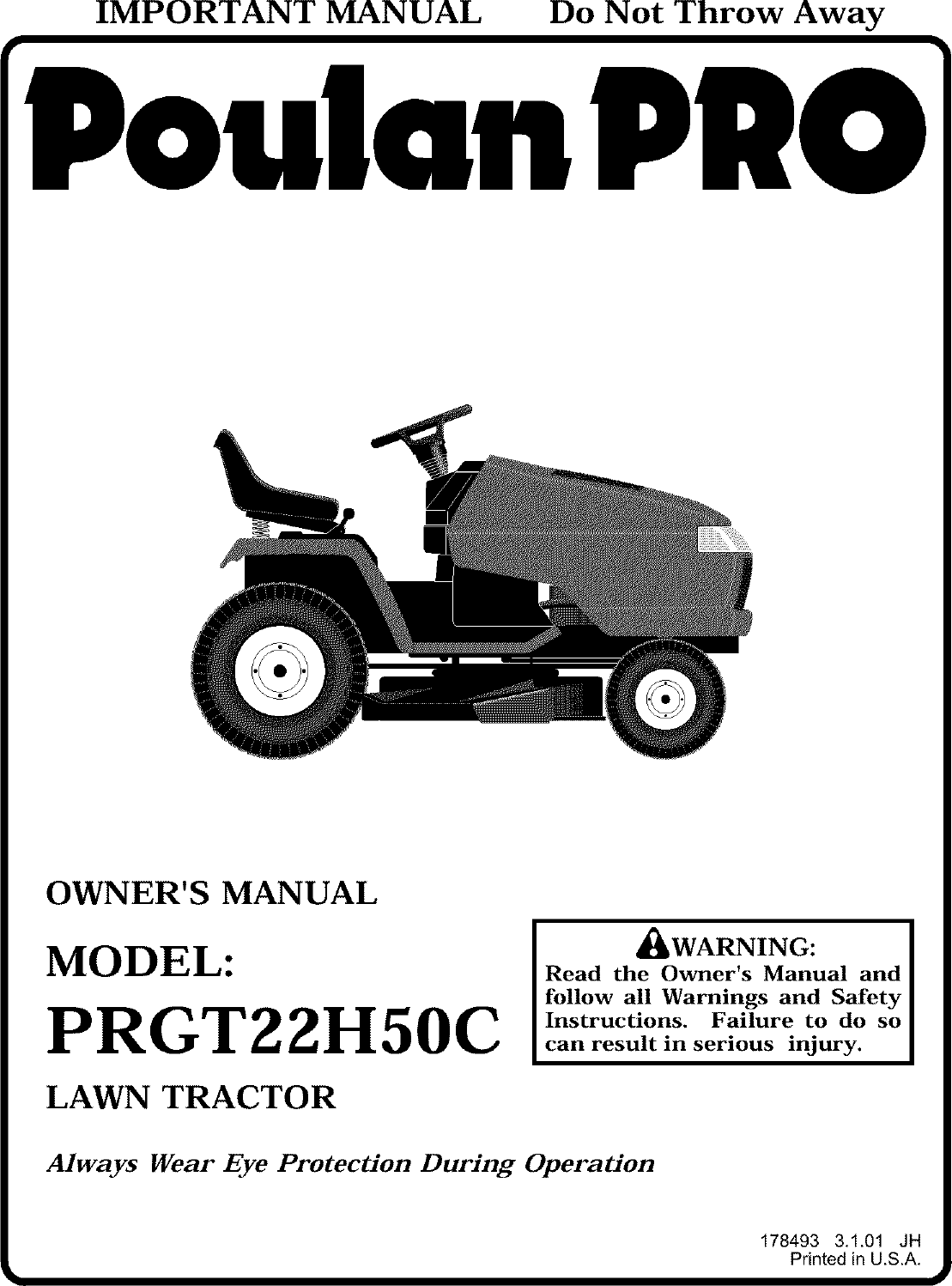Craftsman 917279982 User Manual LAWN TRACTOR Manuals And Guides L0103156