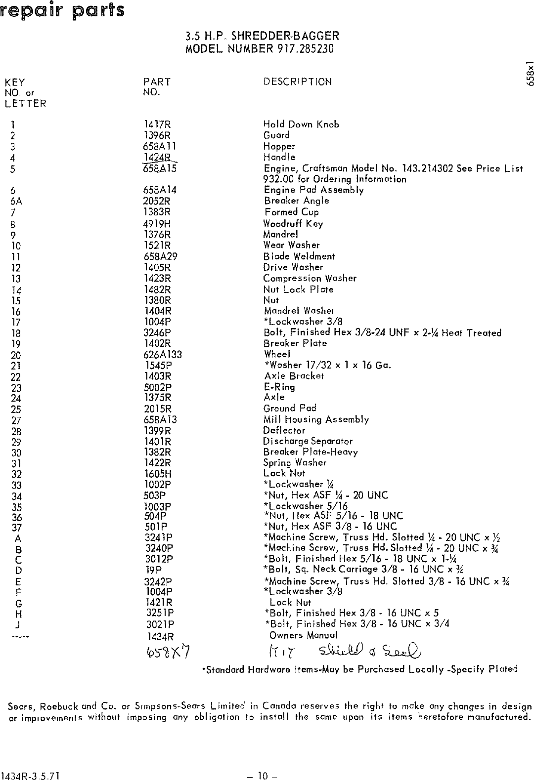 Page 11 of 12 - Craftsman 917285230 User Manual  SEARS SHREDDER-BAGGER - Manuals And Guides L0807215