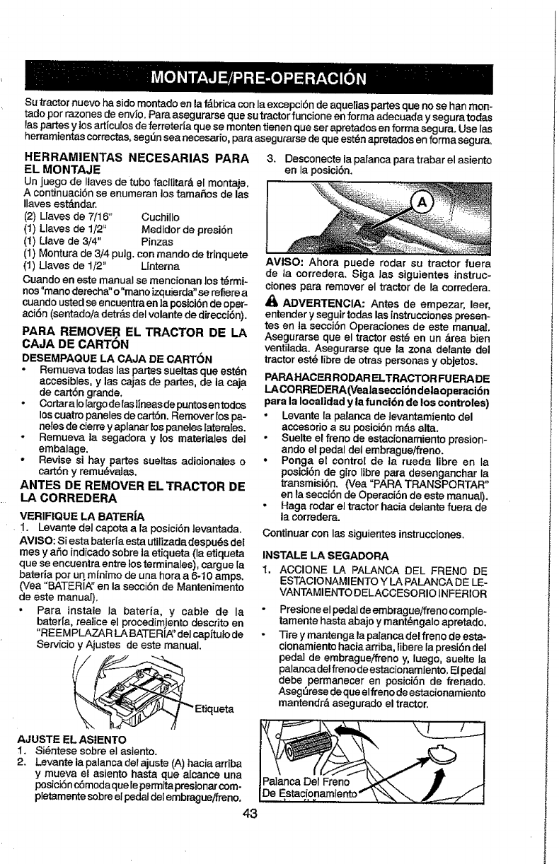 Craftsman 917288580 User Manual TRACTOR Manuals And Guides 1101454L