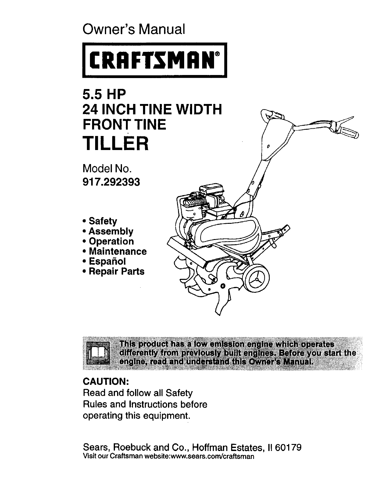 Craftsman Tiller Model 917 Manual