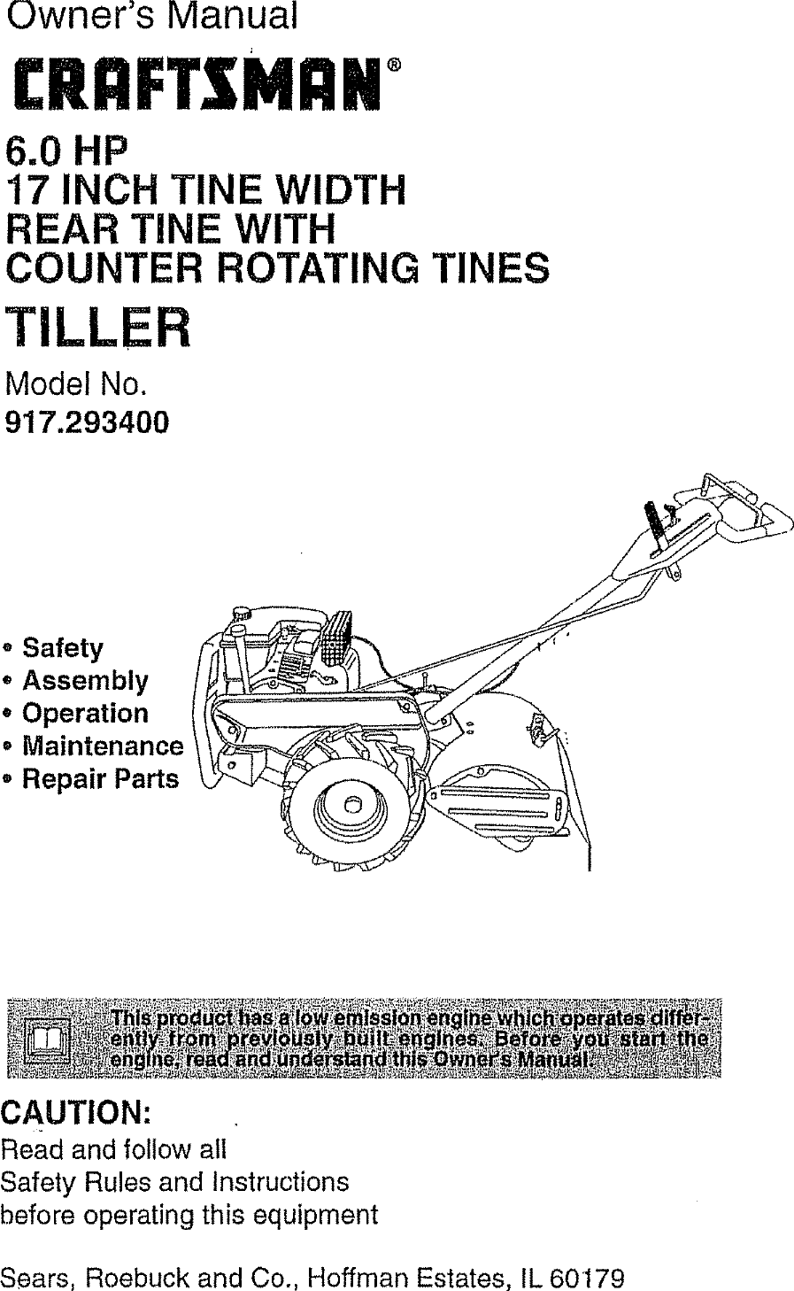 Craftsman Tiller Manual Rear Tine