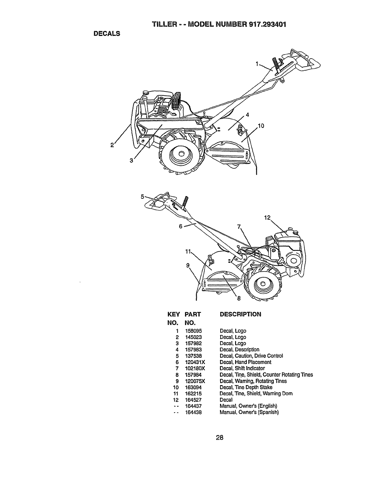 Craftsman 917293401 User Manual REAR TINE TILLER Manuals And Guides