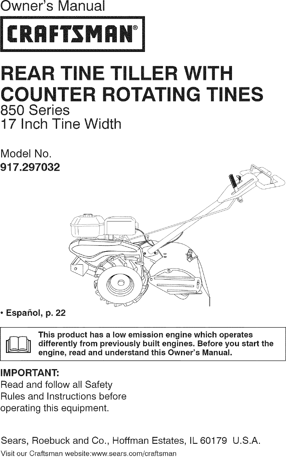 Details about   Carburetor Carb for Craftsman Sears 917.297032 917297032 850 series 17'' Tiller 