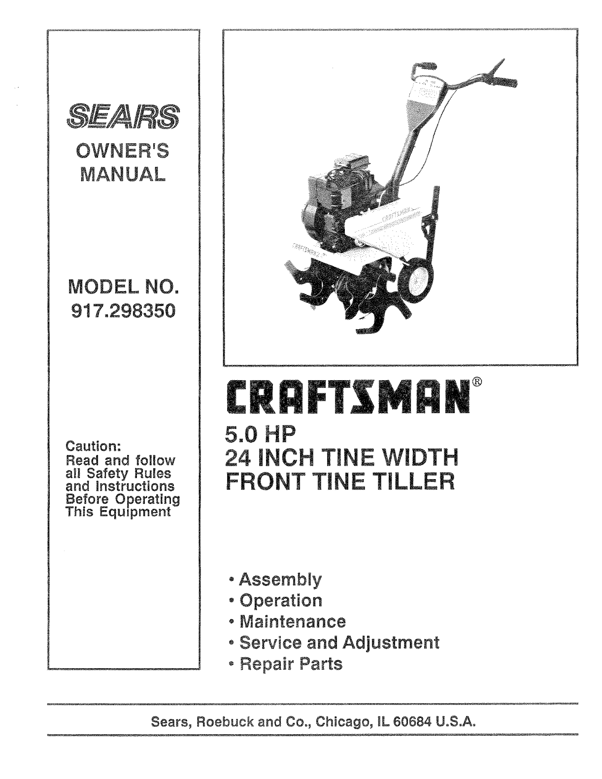 Craftsman 208cc Tiller Manual