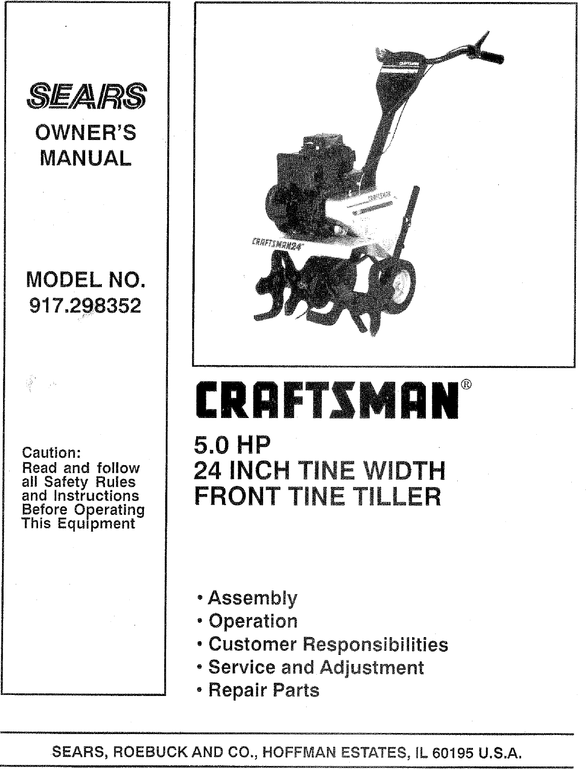 Craftsman Front Tine Tiller Manual