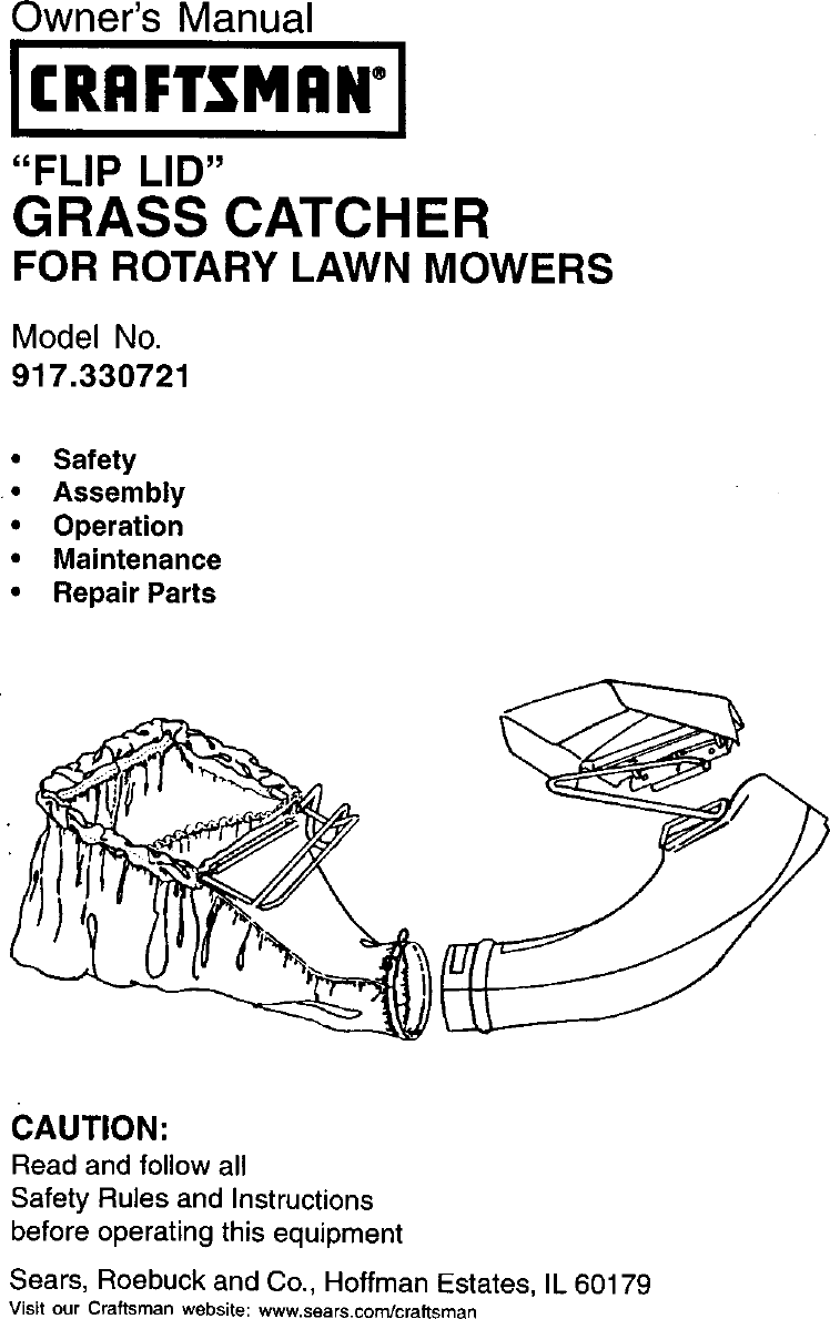 Craftsman 917330721 User Manual GRASS CATCHER Manuals And Guides L0104091