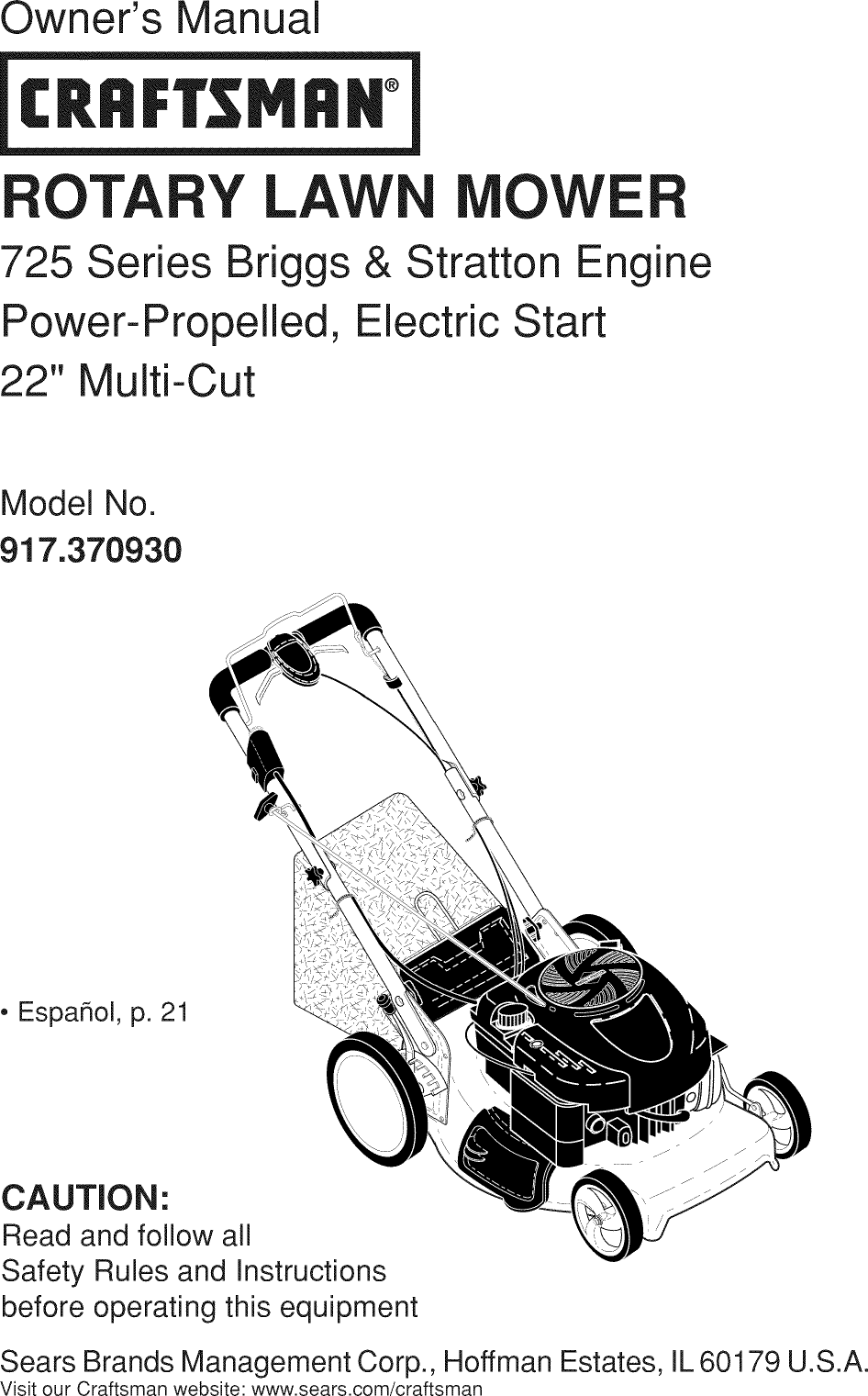 Craftsman 917 mower online manual