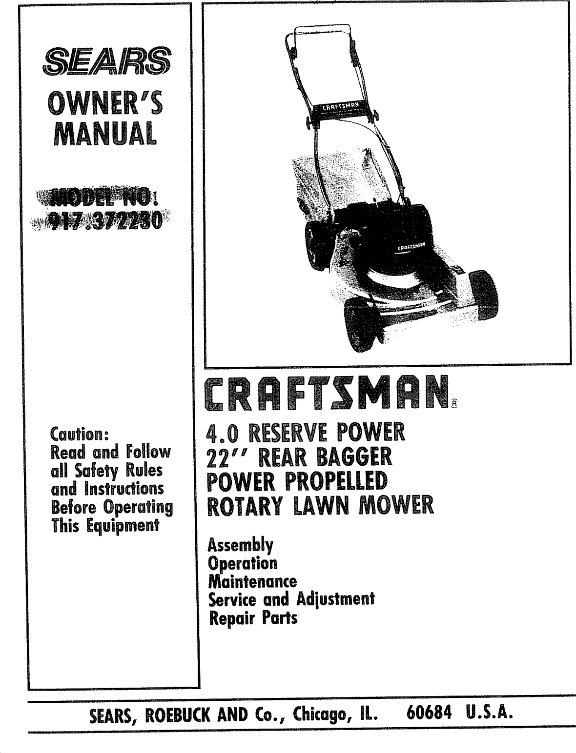 Craftsman 917372230 User Manual 22 ROTARY LAWN MOWER Manuals And Guides