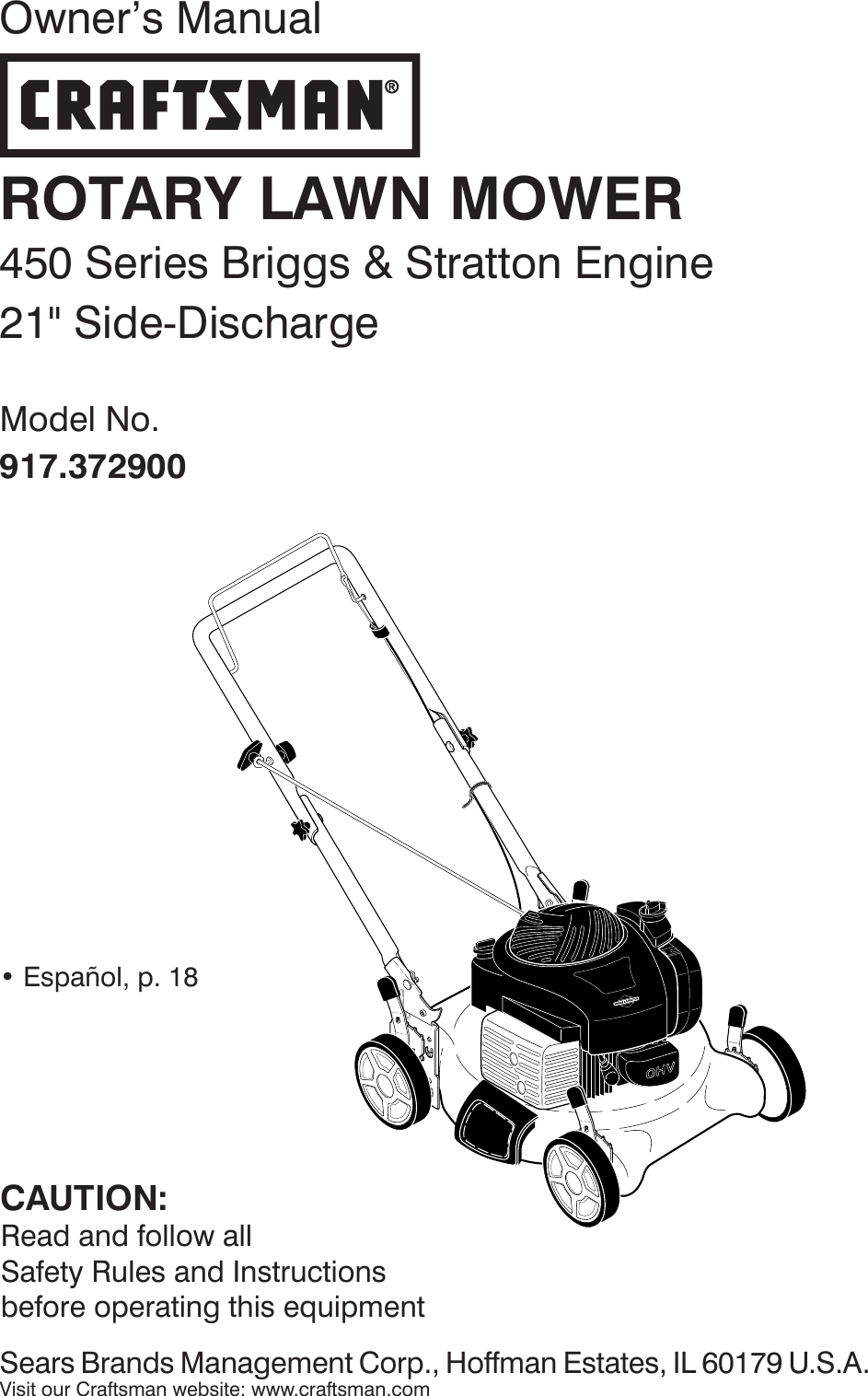 Craftsman 917372900 372900 es 589801201_r0 User Manual LAWN MOWER