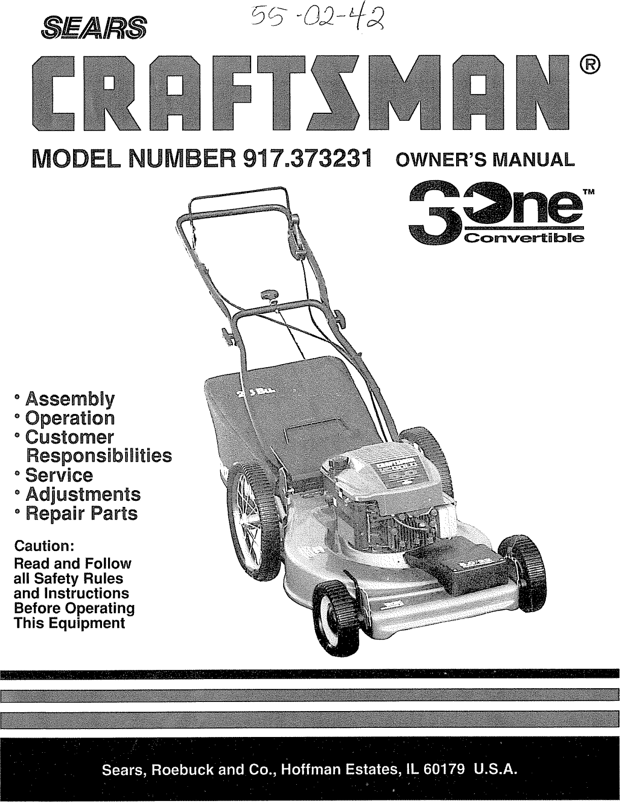 Craftsman 917373231 User Manual LAWN MOWER Manuals And Guides L0808442