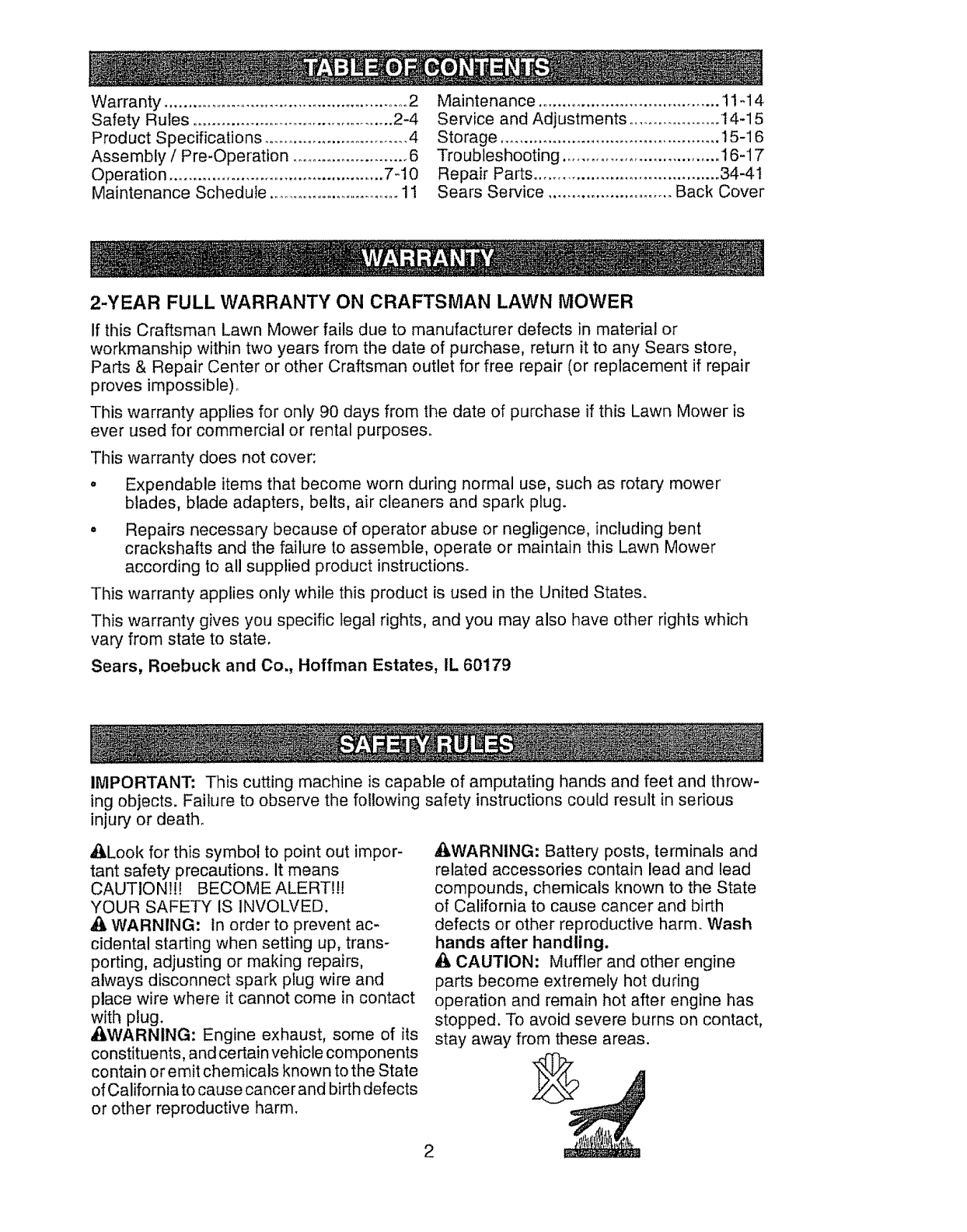 Craftsman 917376051 User Manual MOWER Manuals And Guides L0810031