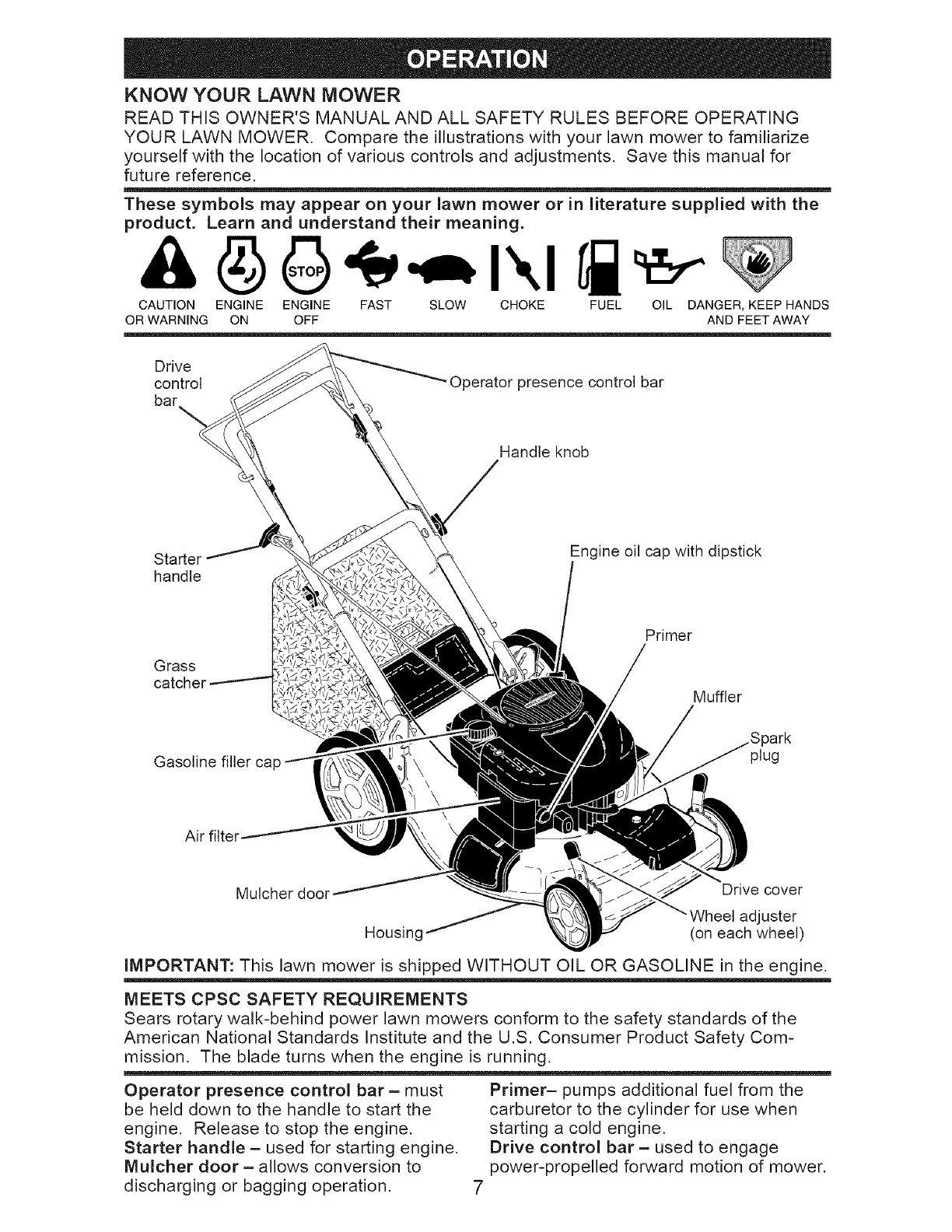 Craftsman 917376734 User Manual LAWN MOWER Manuals And Guides L0710070