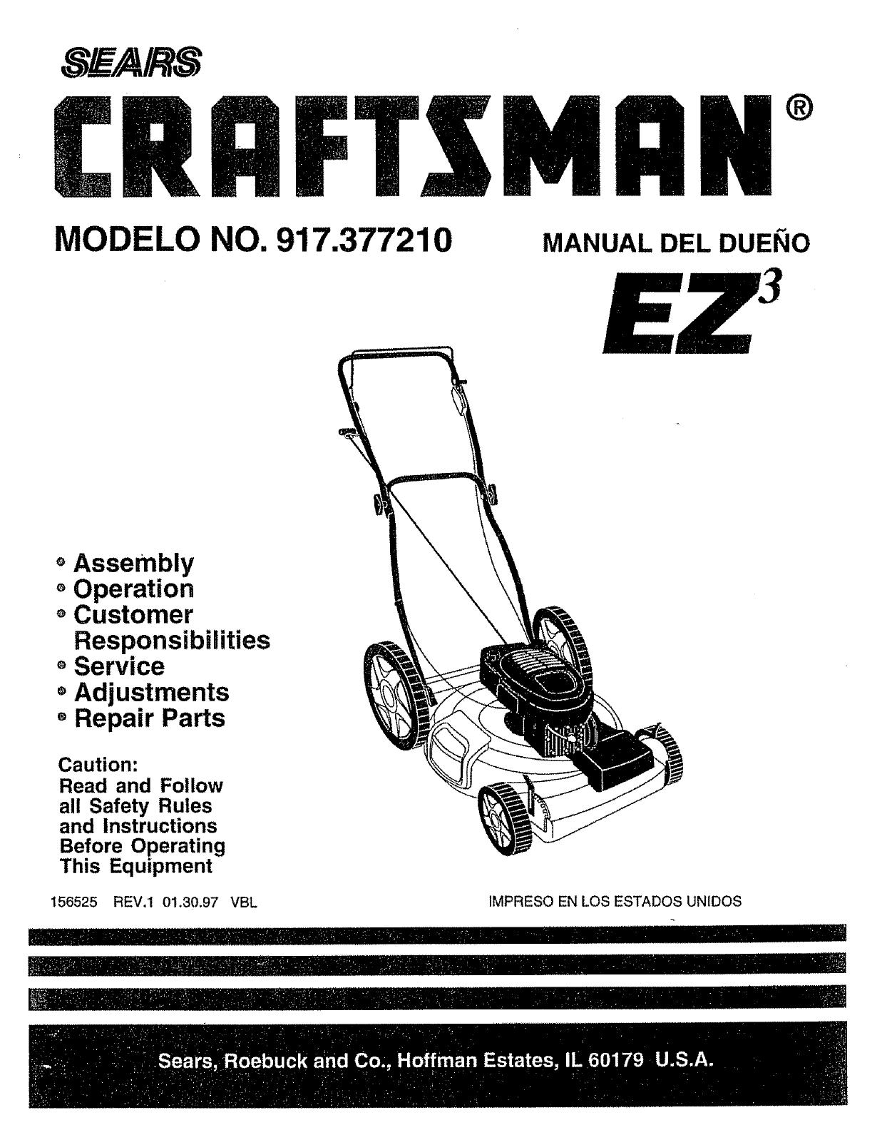 Craftsman riding online mower 917 manual