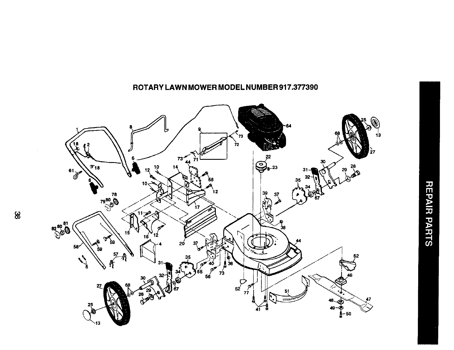 Craftsman Lawn Mower Model 917.377390 917377390 6.75 hp engine Carburetor 