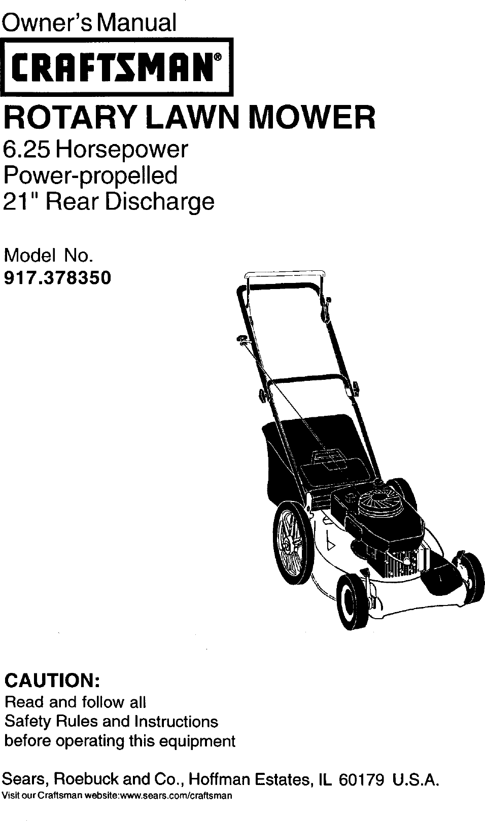Craftsman 917378350 User Manual ROTARY LAWN MOWER Manuals And Guides