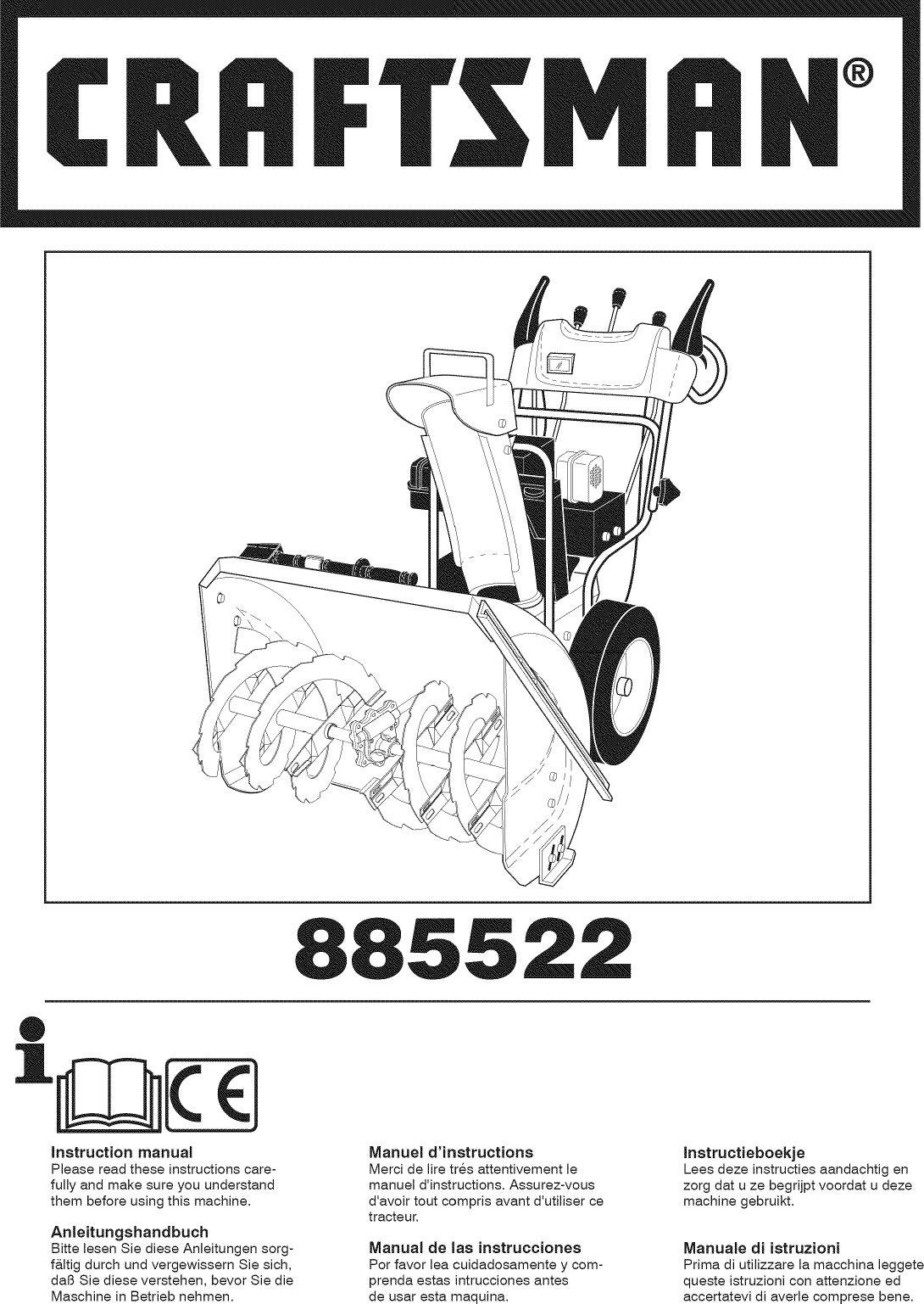 Craftsman 917885522 User Manual SNOW THROWER Manuals And Guides L0809286