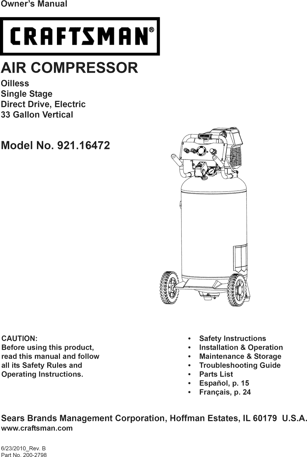 Craftsman User Manual Air Compressor Manuals And Guides L