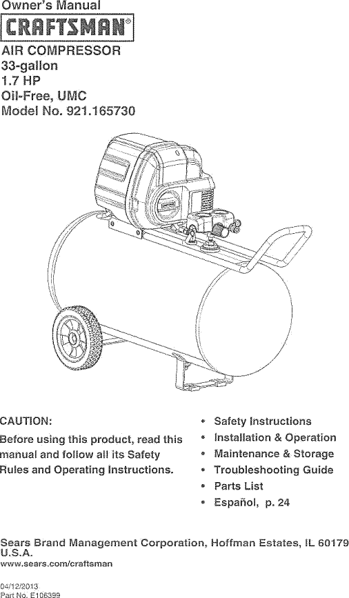 Craftsman User Manual Air Compressor Manuals And Guides L