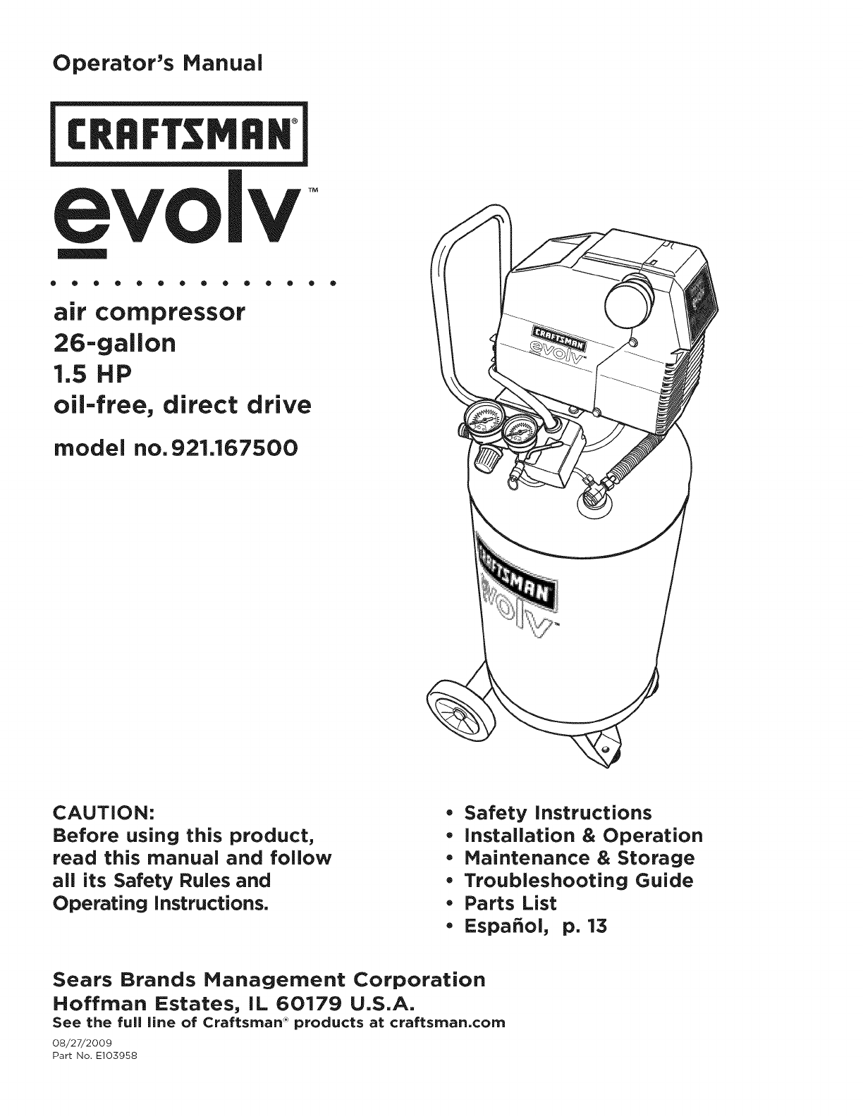 Craftsman Evolv Air Compressor Manual