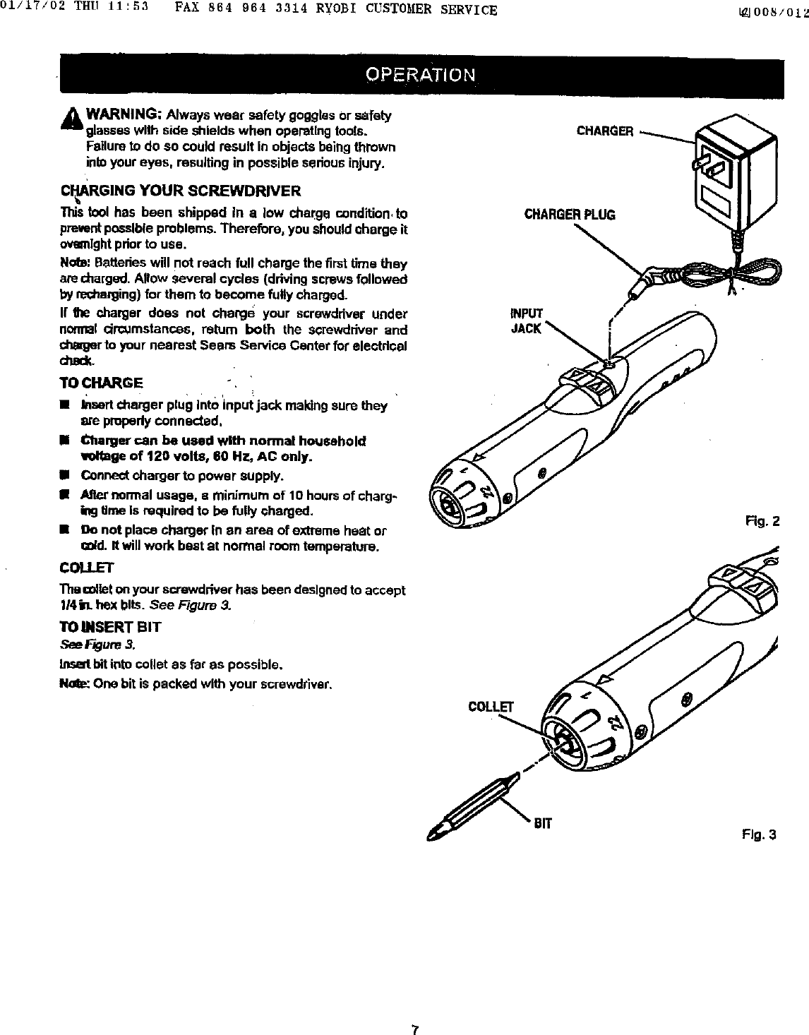 Page 7 of 11 - Craftsman 973111380 User Manual  CORDLESS DRILL-DRIVER - Manuals And Guides L0201144