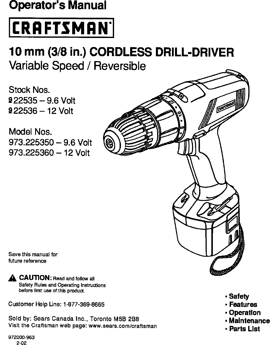 Craftsman 973225360 User Manual DRILL DRIVER Manuals And Guides L0405220