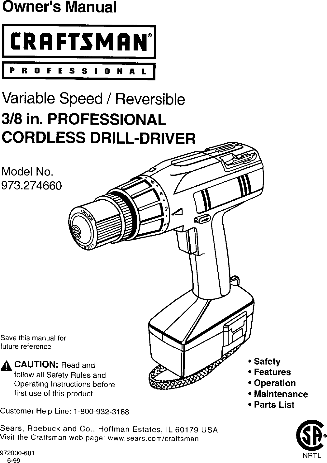 Craftsman 973274660 User Manual Drill Driver Manuals And Guides L0060071