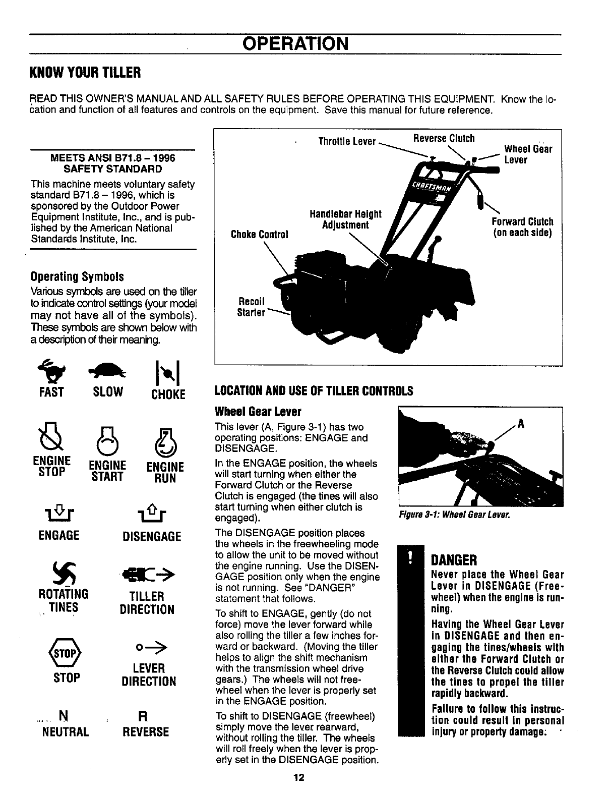 Craftsman C410 Tiller Manual