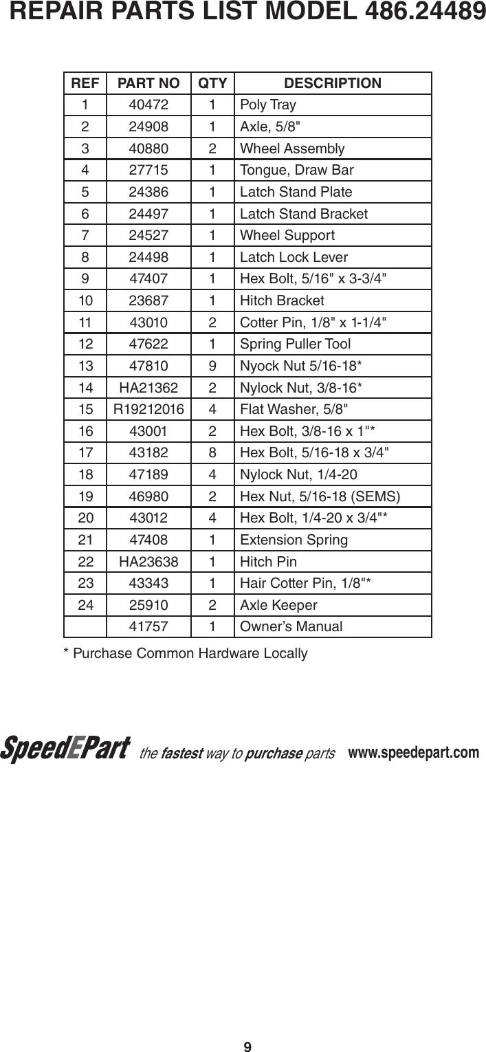 Page 9 of 12 - Craftsman Craftsman-10-Cu-Ft-Poly-Dump-Cart-Owners-Manual-  Craftsman-10-cu-ft-poly-dump-cart-owners-manual