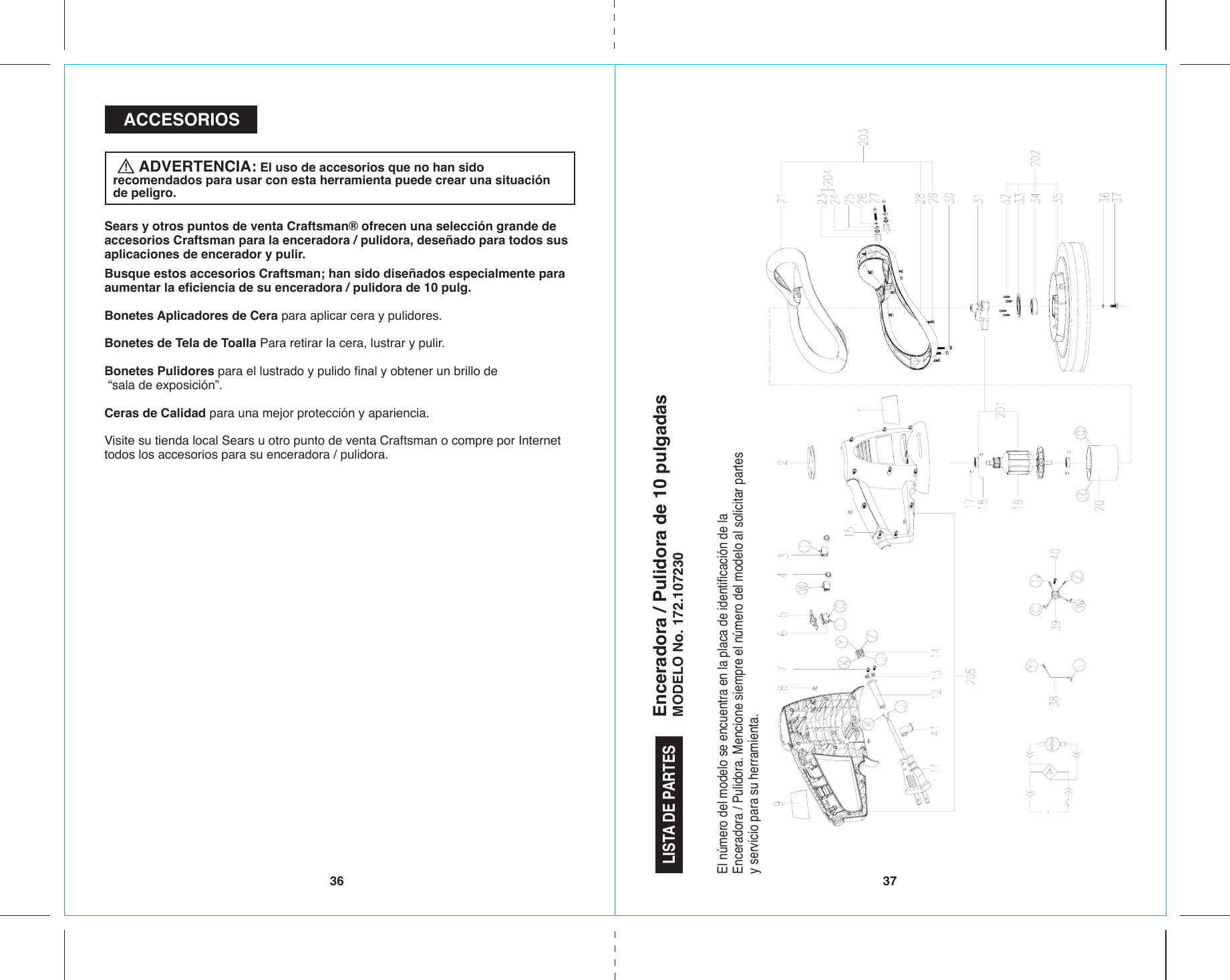 Page 9 of 10 - Craftsman Craftsman-10-In-Buffer-Polisher-Owners-Manual-Espanol- 17023 20-21  Craftsman-10-in-buffer-polisher-owners-manual-espanol