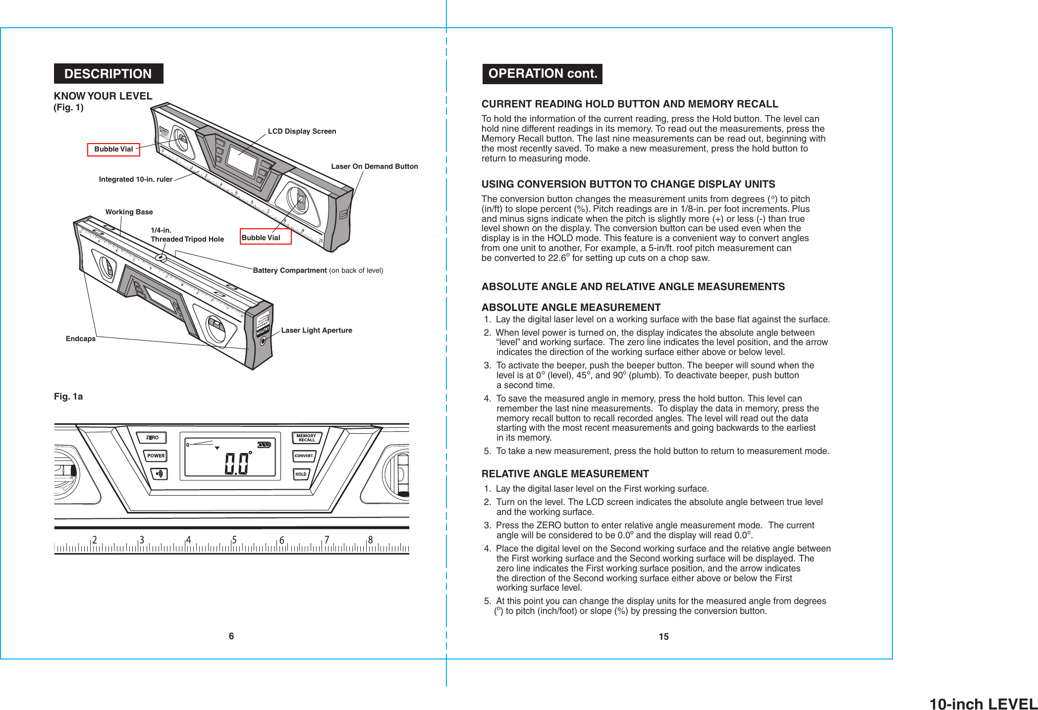 Page 4 of 10 - Craftsman Craftsman-10-In-Digital-Lasertrac-Level-Owners-Manual- B-F 10-in Level  Craftsman-10-in-digital-lasertrac-level-owners-manual