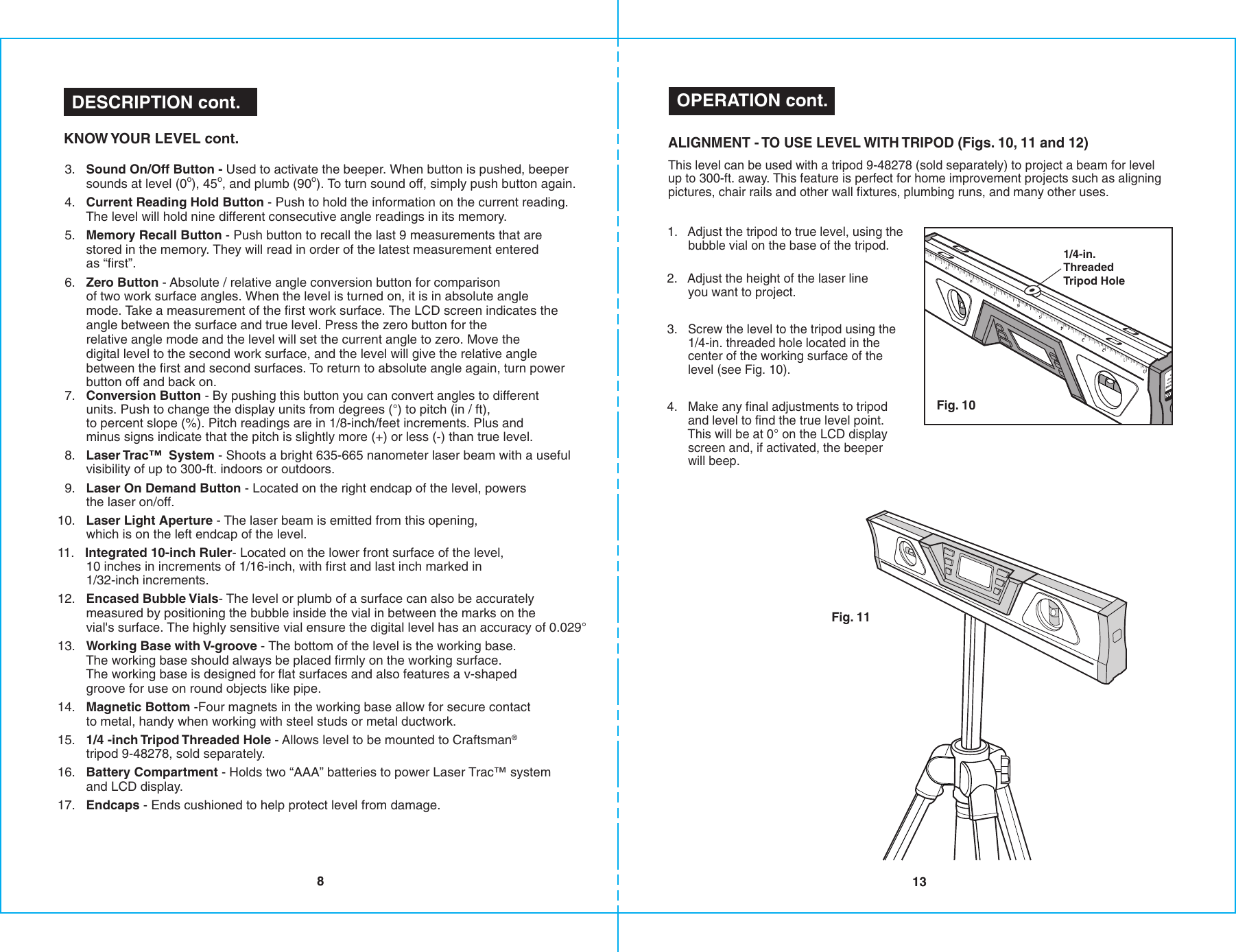 Page 5 of 10 - Craftsman Craftsman-10-In-Digital-Lasertrac-Level-Owners-Manual- B-F 10-in Level  Craftsman-10-in-digital-lasertrac-level-owners-manual