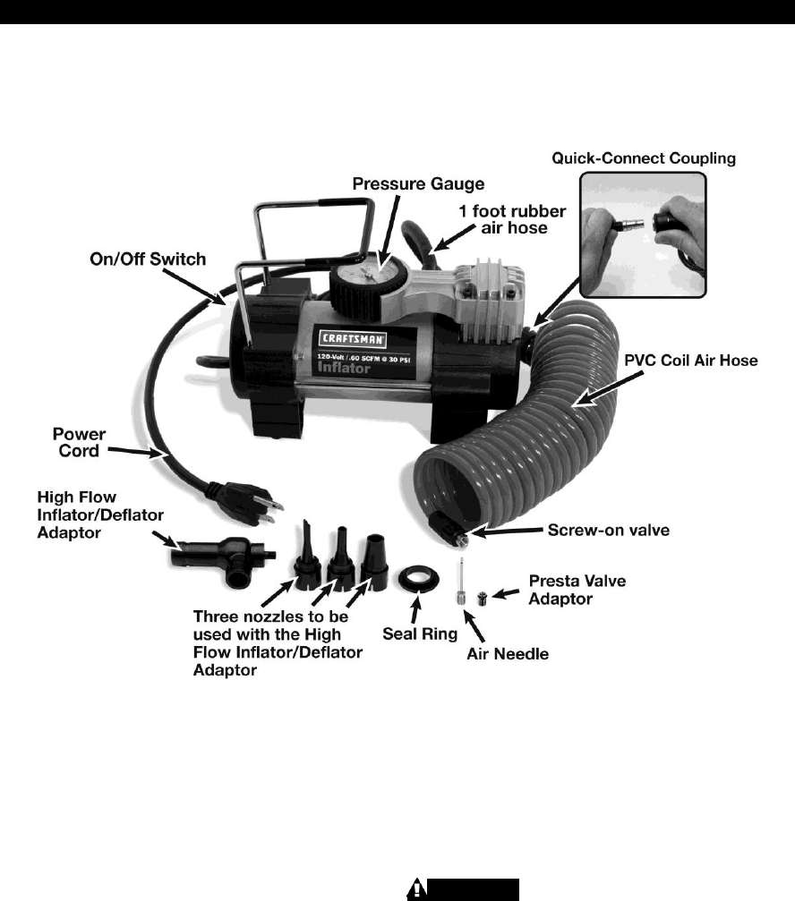 Craftsman 120V Portable Inflator Owners Manual Operator’s