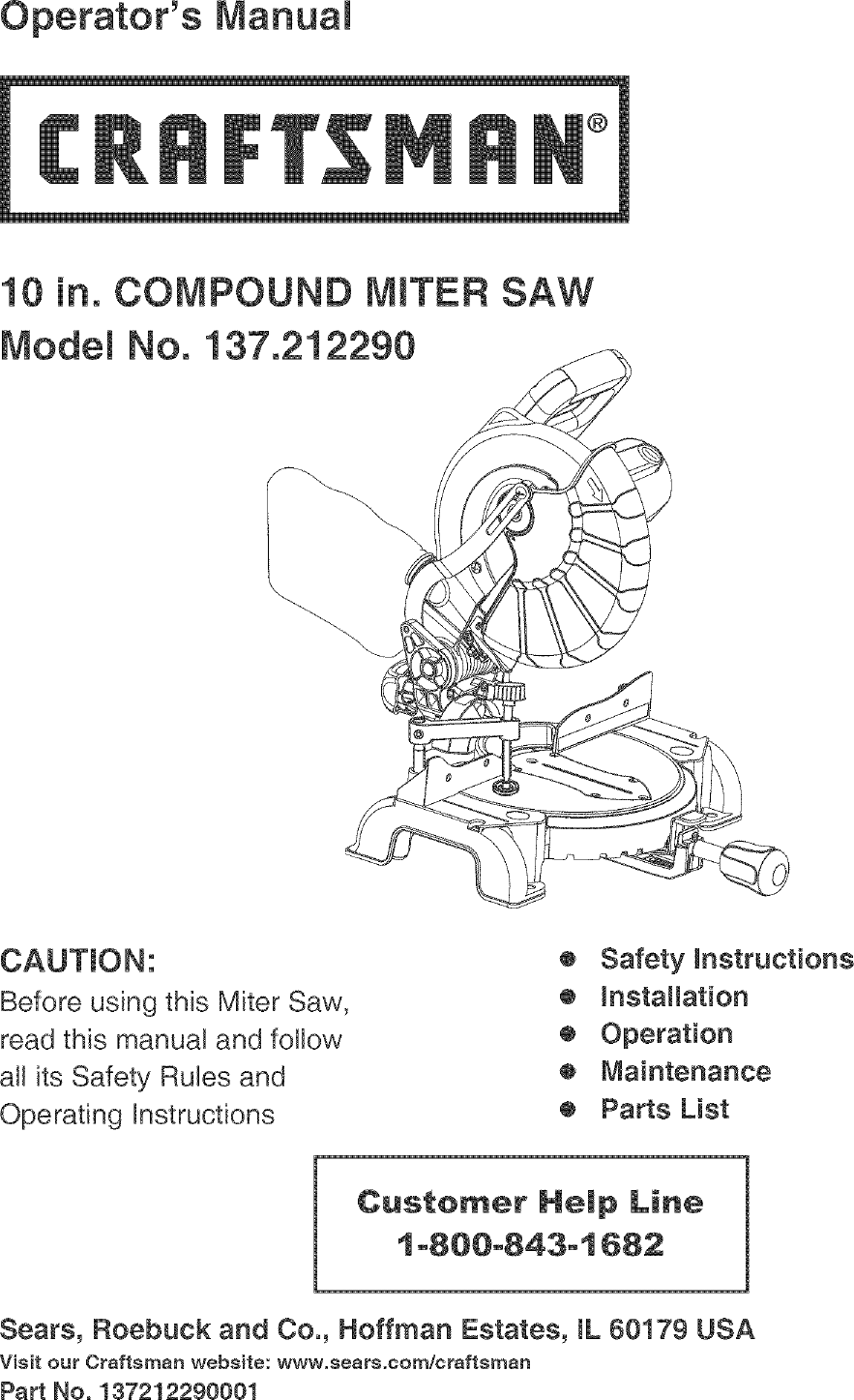 Craftsman 137 21229 Users Manual