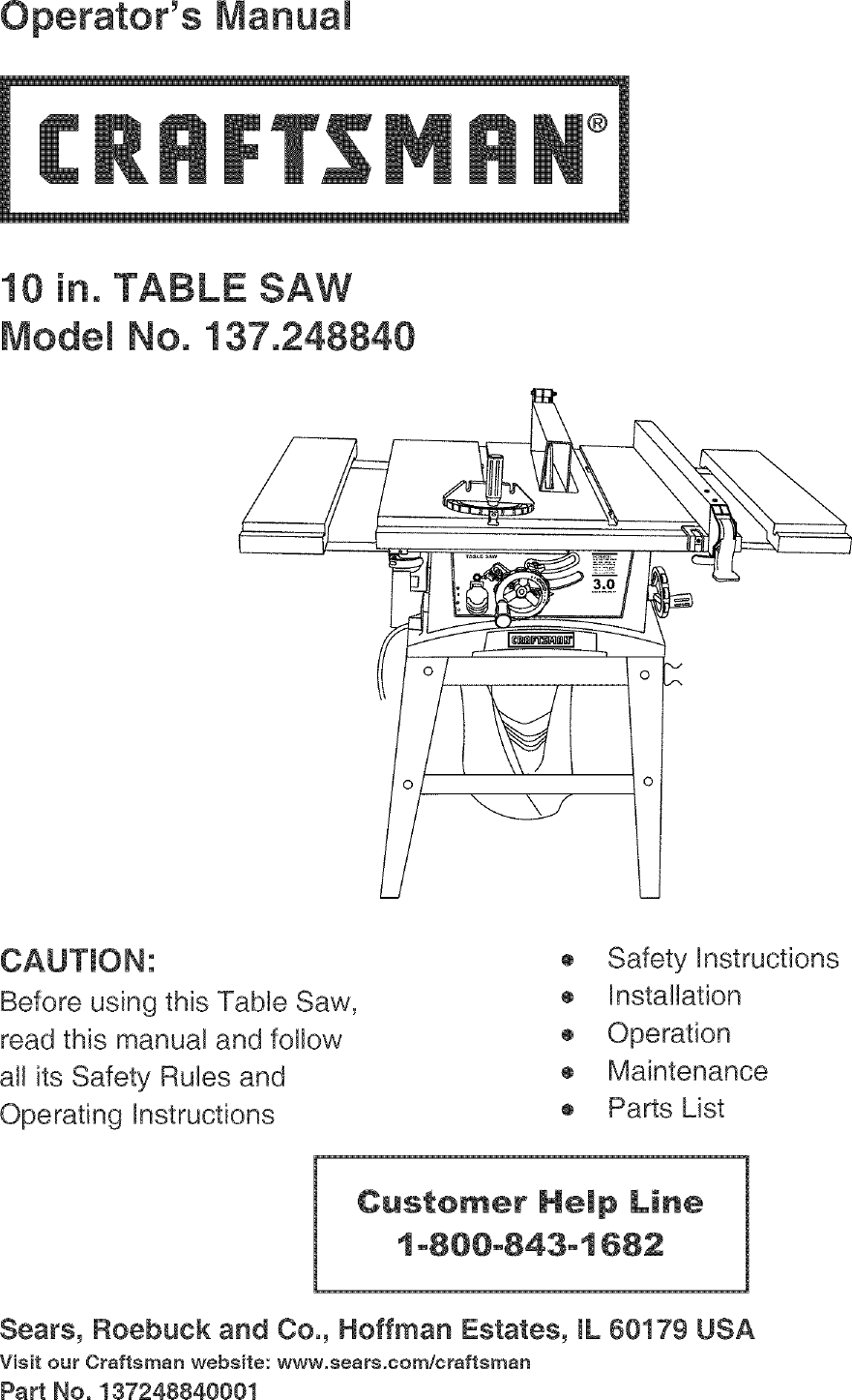 Craftsman 137 24884 Users Manual