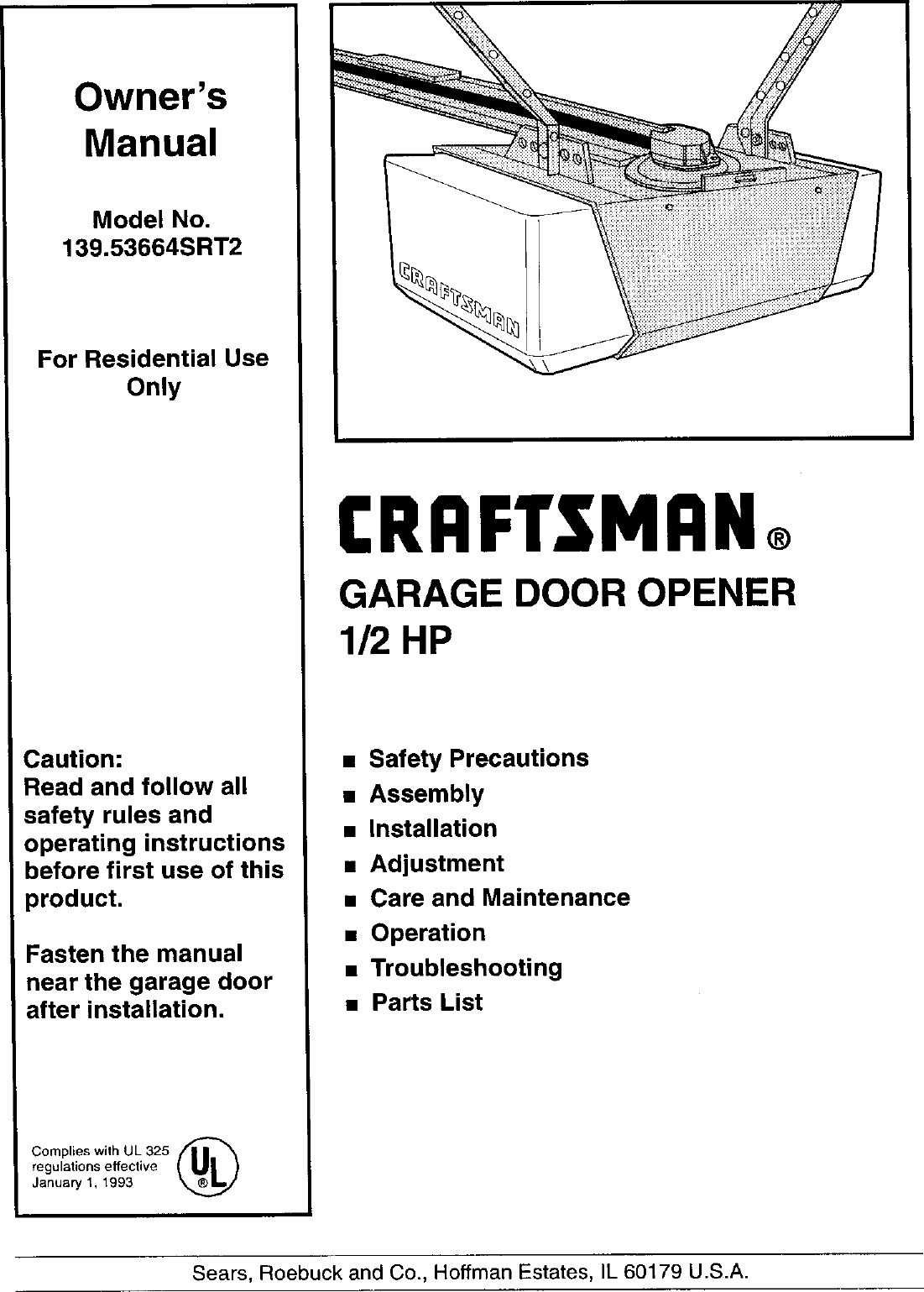 Craftsman 139 53664Srt2 Users Manual