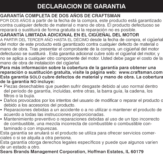 Page 1 of 1 - Craftsman Craftsman-16-38Cc-Gas-Chain-Saw-Case-Included-Manufacturers-Warranty-Espanol- 115671227_r1-R60  Craftsman-16-38cc-gas-chain-saw-case-included-manufacturers-warranty-espanol