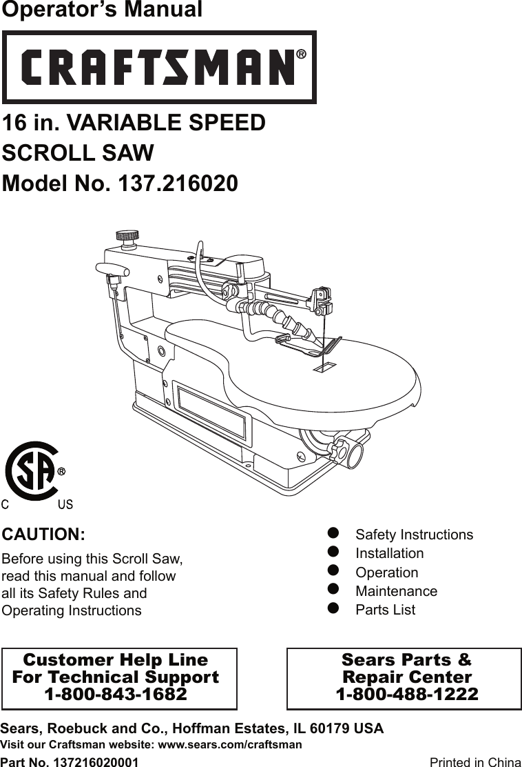 Details about   AMT 23 inch Scroll Saw Model 4671 Operator Instruction Manual 2828 