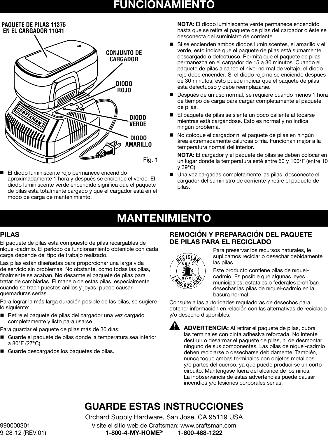 Page 4 of 4 - Craftsman Craftsman-19-2-Volt-Replacement-Battery-Pack-Owners-Manual-  Craftsman-19-2-volt-replacement-battery-pack-owners-manual