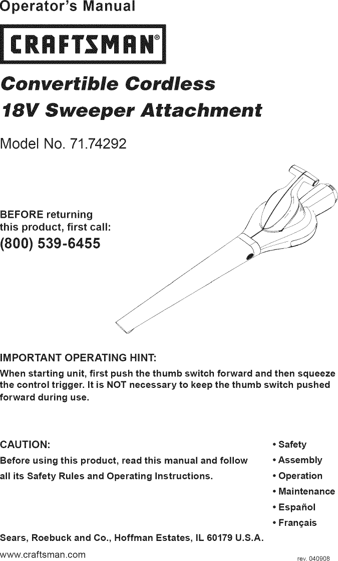 Craftsman 24074292 Operators Manual