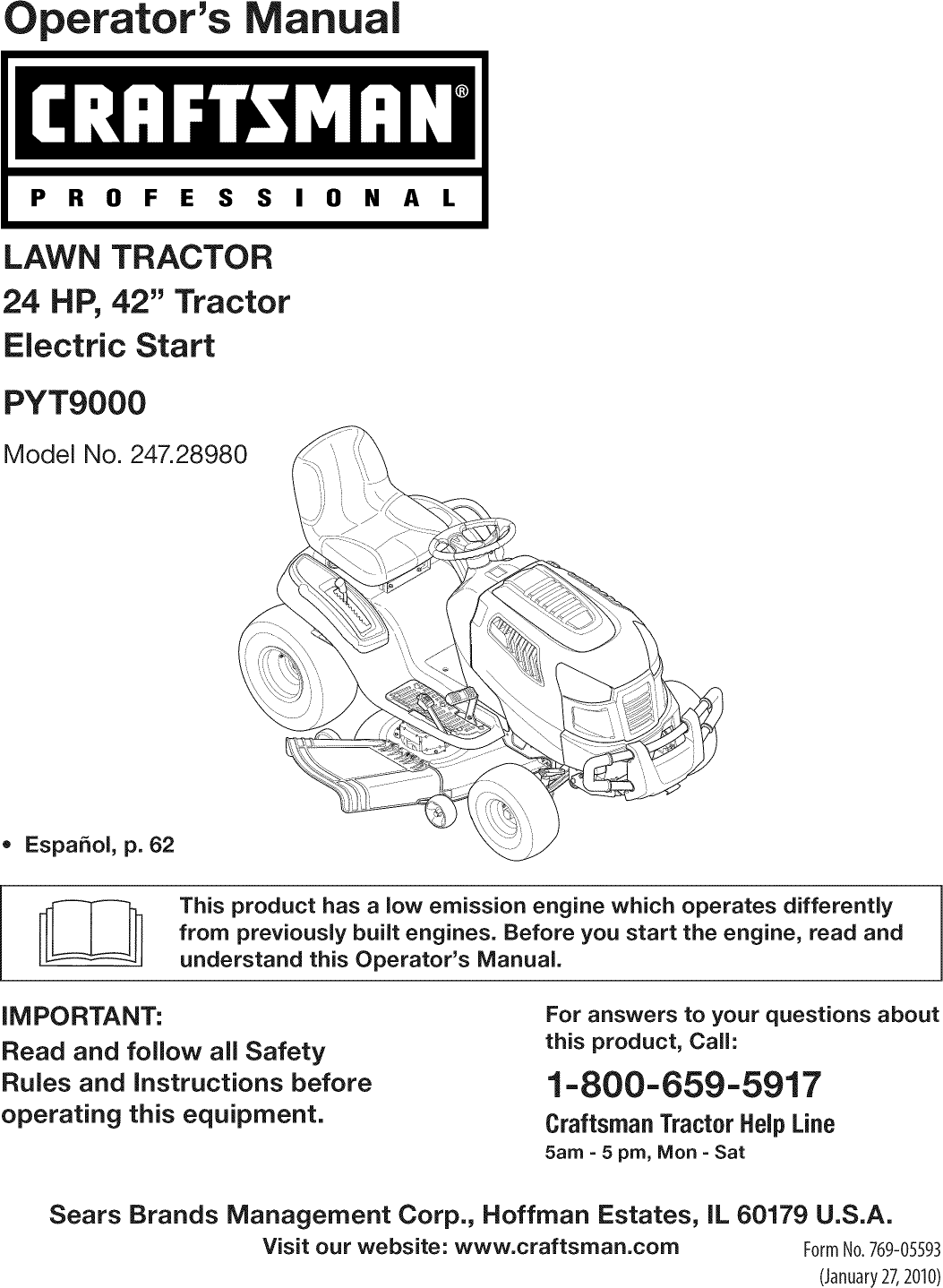 Craftsman 247 2898 Operators Manual