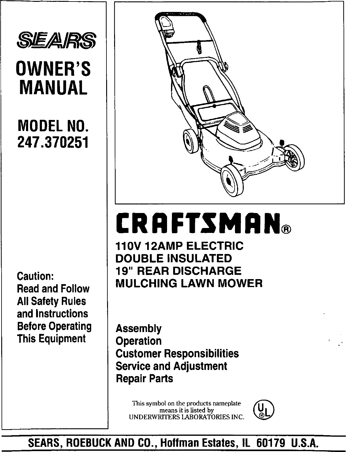 Craftsman 247 370251 Owners Manual