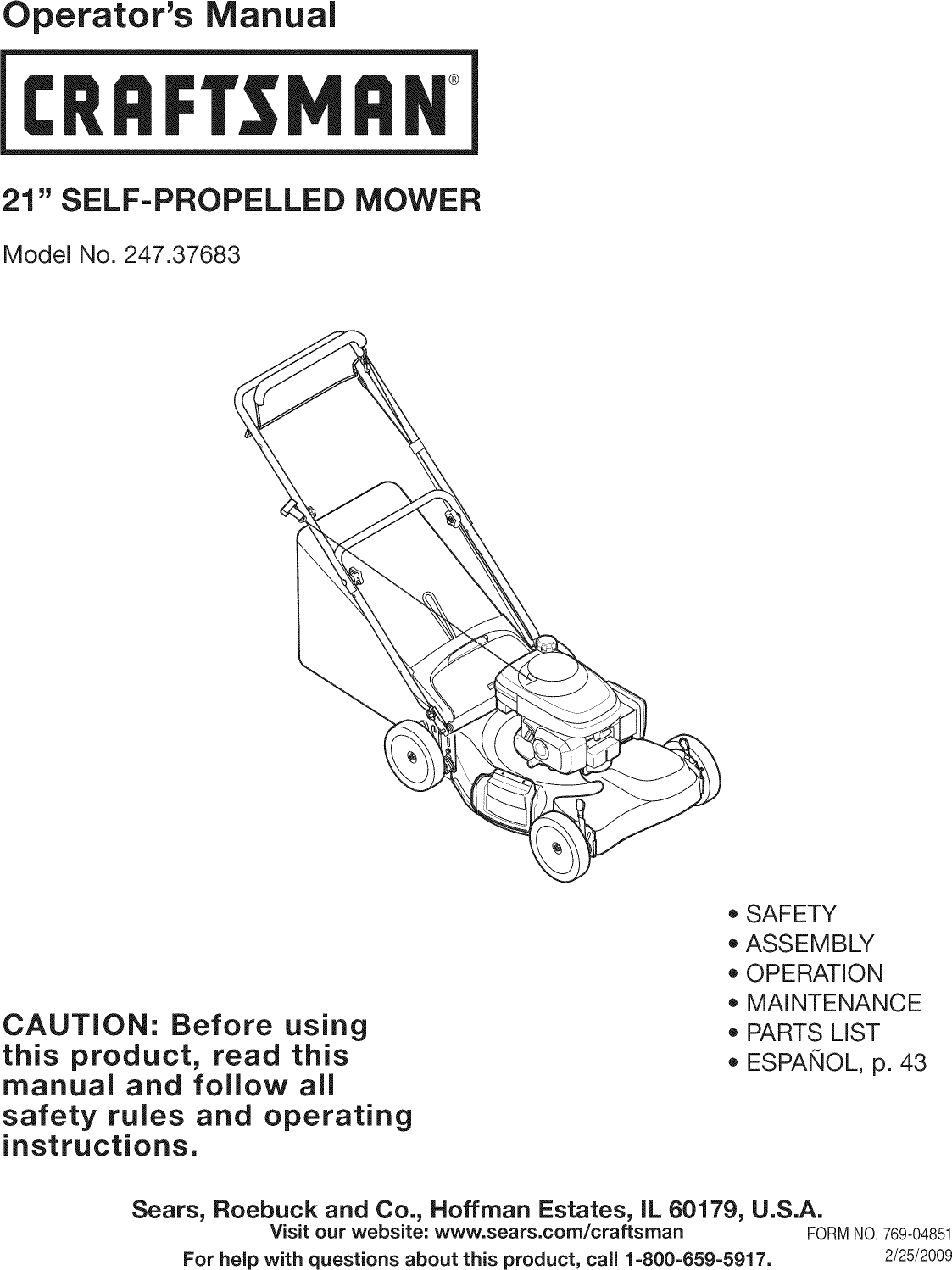 Craftsman 247 37683 Operators Manual