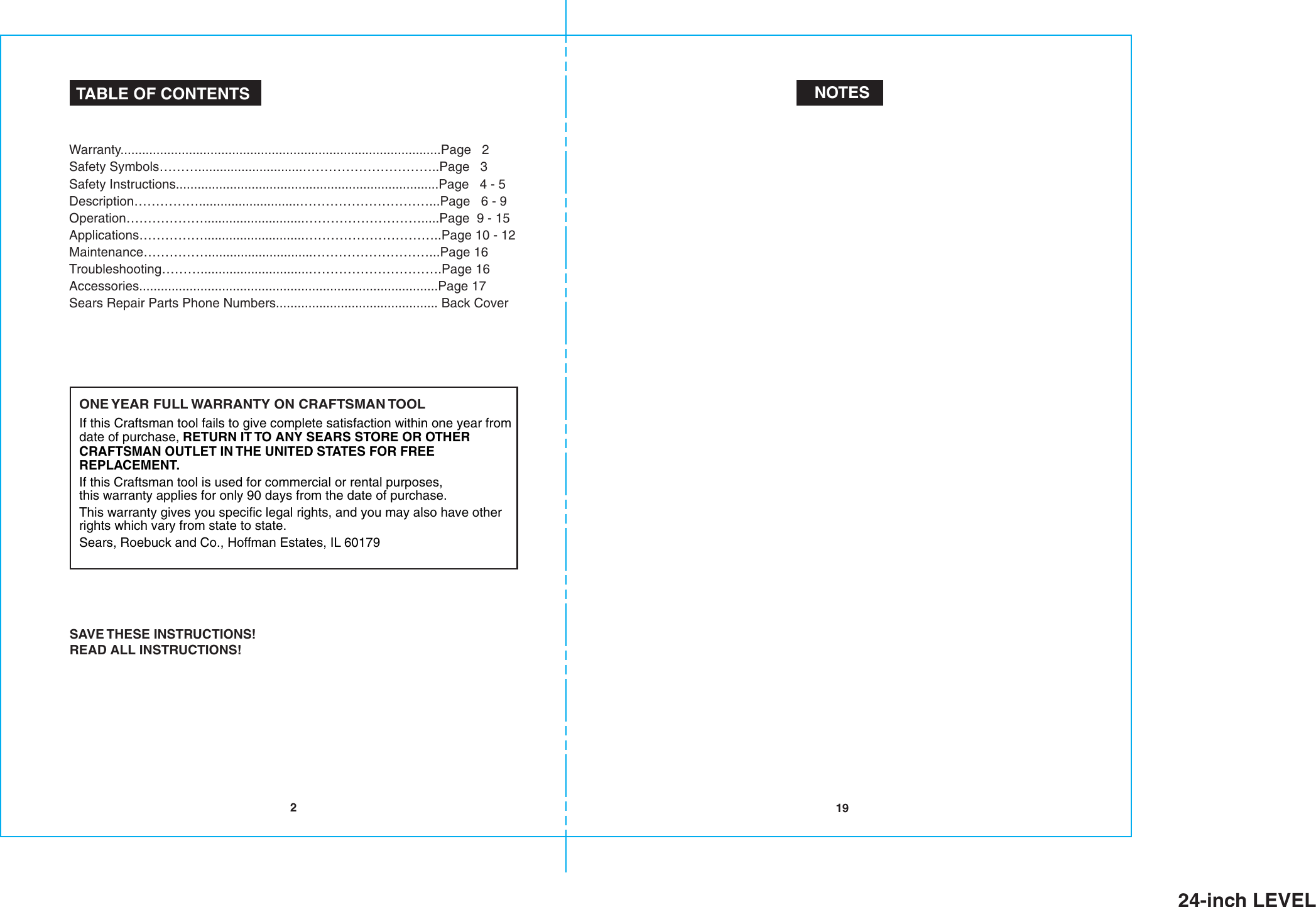 Page 7 of 10 - Craftsman Craftsman-24-In-Digital-Lasertrac-Level-Owners-Manual- B-F 24-in Level  Craftsman-24-in-digital-lasertrac-level-owners-manual