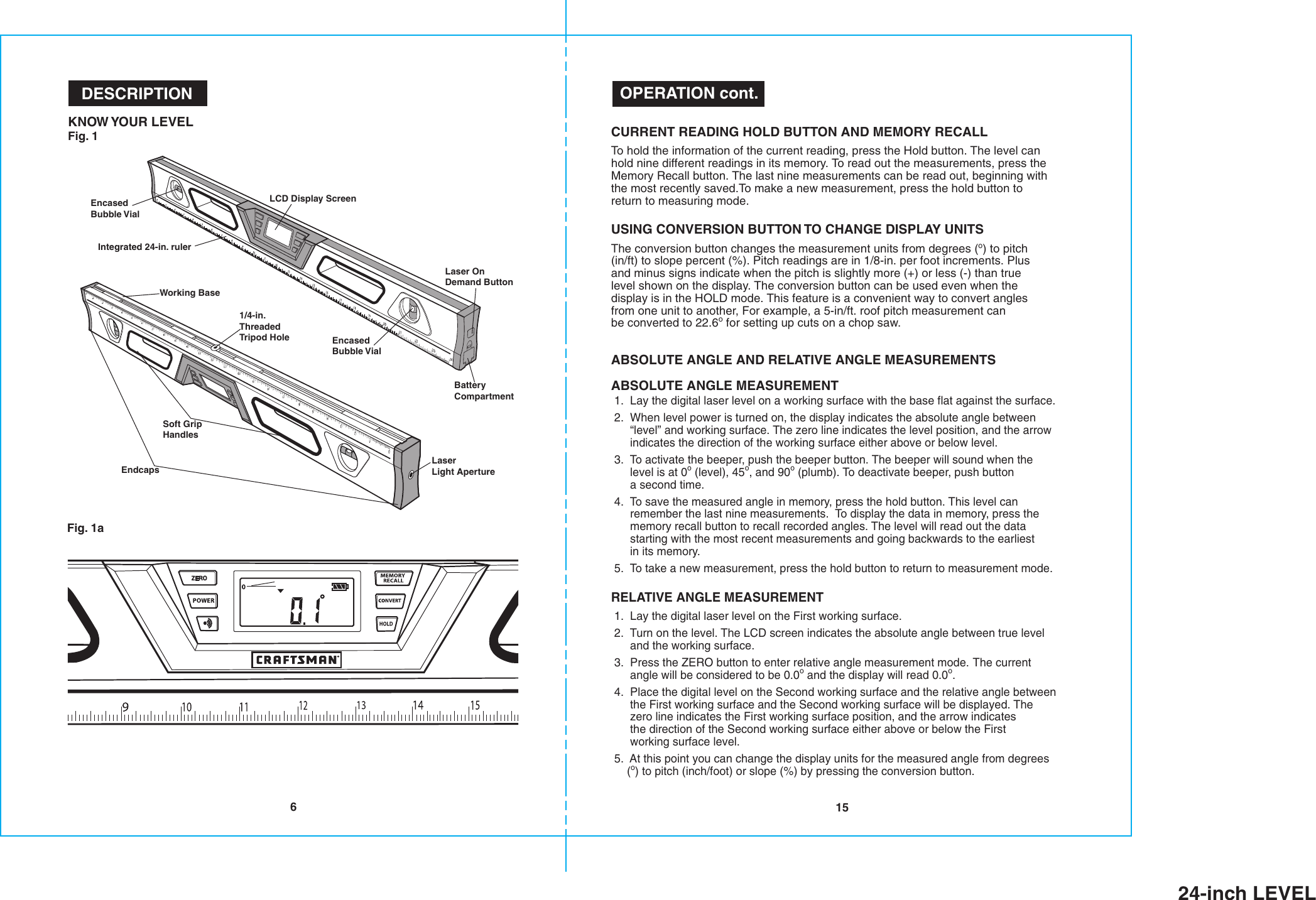 Page 9 of 10 - Craftsman Craftsman-24-In-Digital-Lasertrac-Level-Owners-Manual- B-F 24-in Level  Craftsman-24-in-digital-lasertrac-level-owners-manual