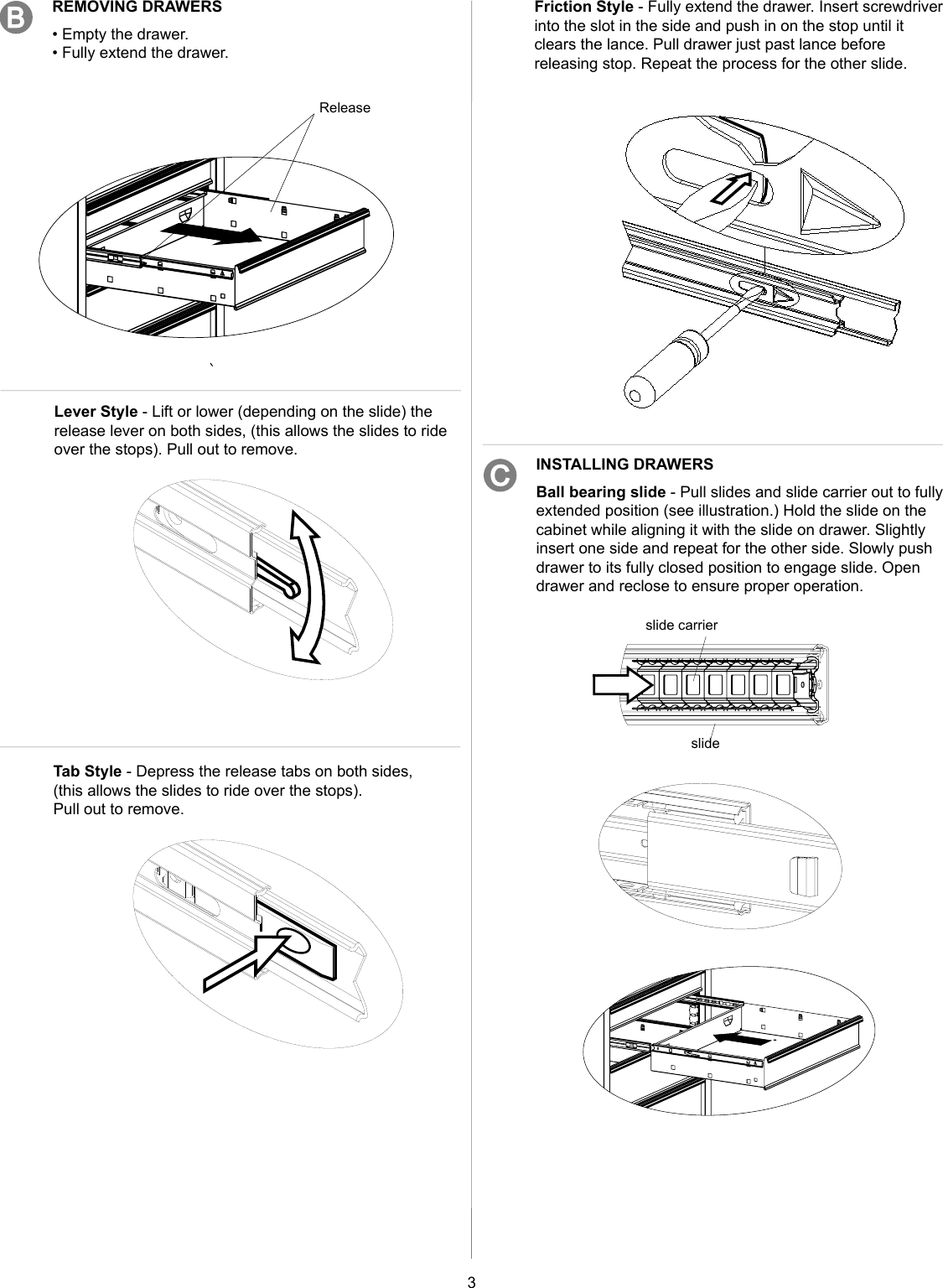 Page 3 of 8 - Craftsman Craftsman-26-In-Wide-3-Drawer-Standard-Duty-Ball-Bearing-Rolling-Cabinet-Black-Use-And-Care-Manual-  Craftsman-26-in-wide-3-drawer-standard-duty-ball-bearing-rolling-cabinet-black-use-and-care-manual