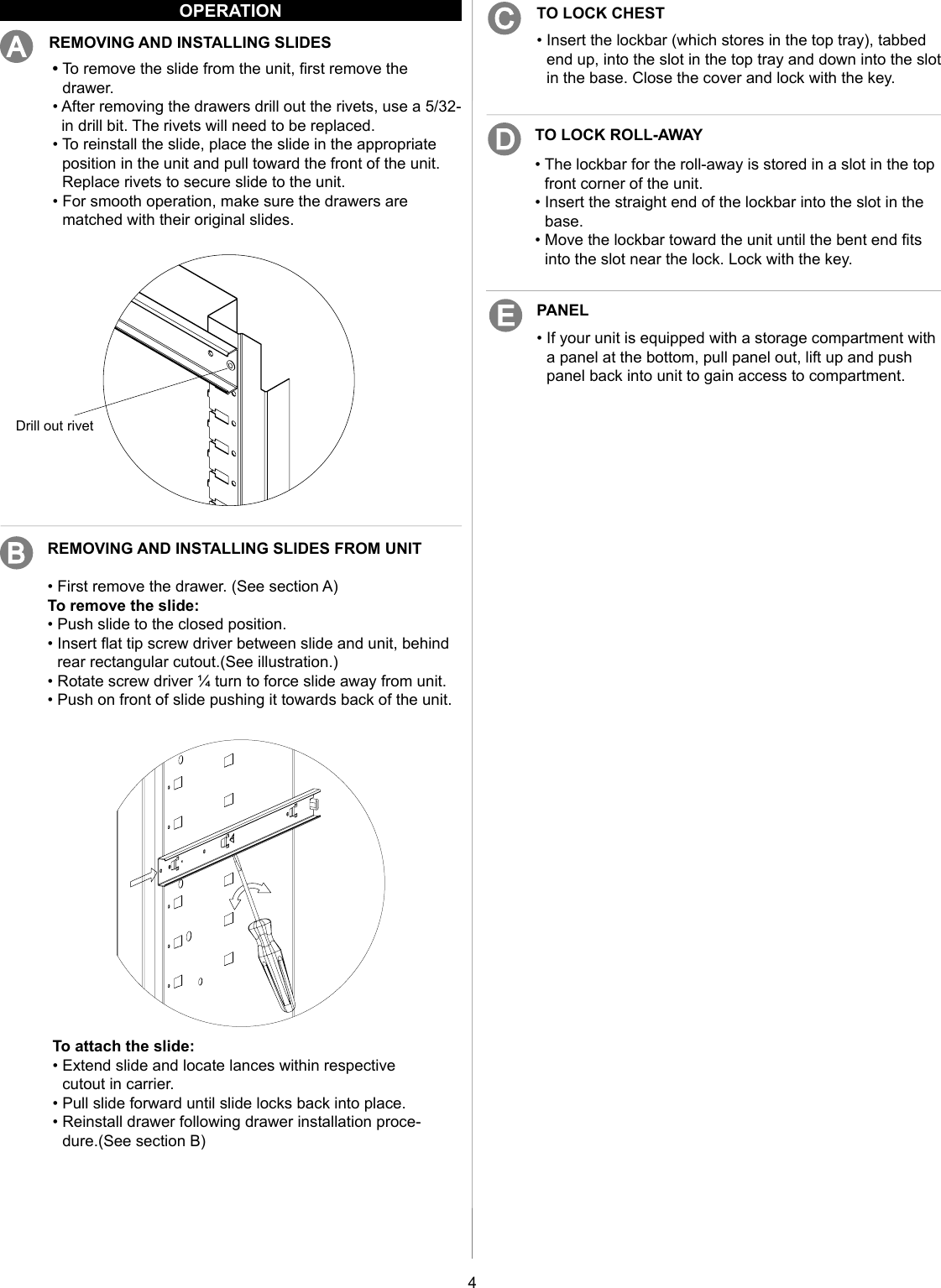 Page 4 of 8 - Craftsman Craftsman-26-In-Wide-3-Drawer-Standard-Duty-Ball-Bearing-Rolling-Cabinet-Black-Use-And-Care-Manual-  Craftsman-26-in-wide-3-drawer-standard-duty-ball-bearing-rolling-cabinet-black-use-and-care-manual